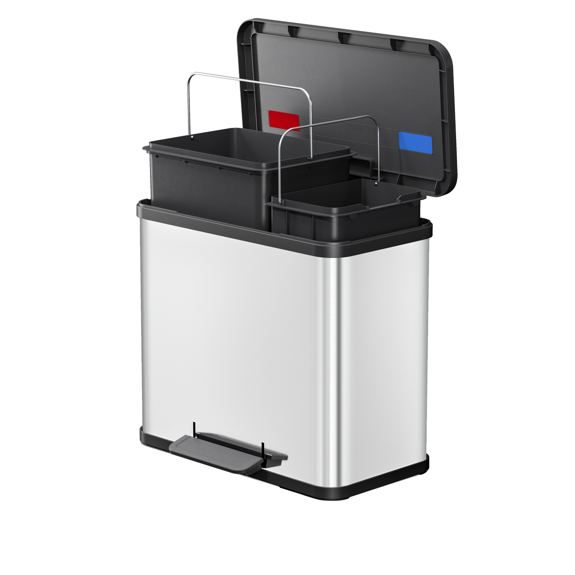 Hailo Tretabfalleimer Öko duo Plus L 47 x 43 x 34 cm (B x H x T) 1 x 17, 1 x 9l Edelstahl edelstahl