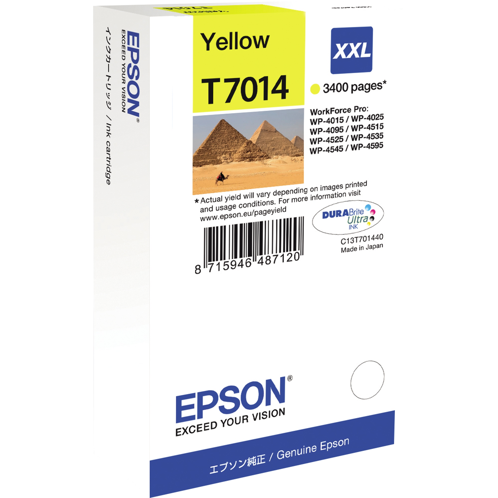 Epson Tintenpatrone Originalzubehör T7014 ca. 3.400 Seiten gelb 34ml