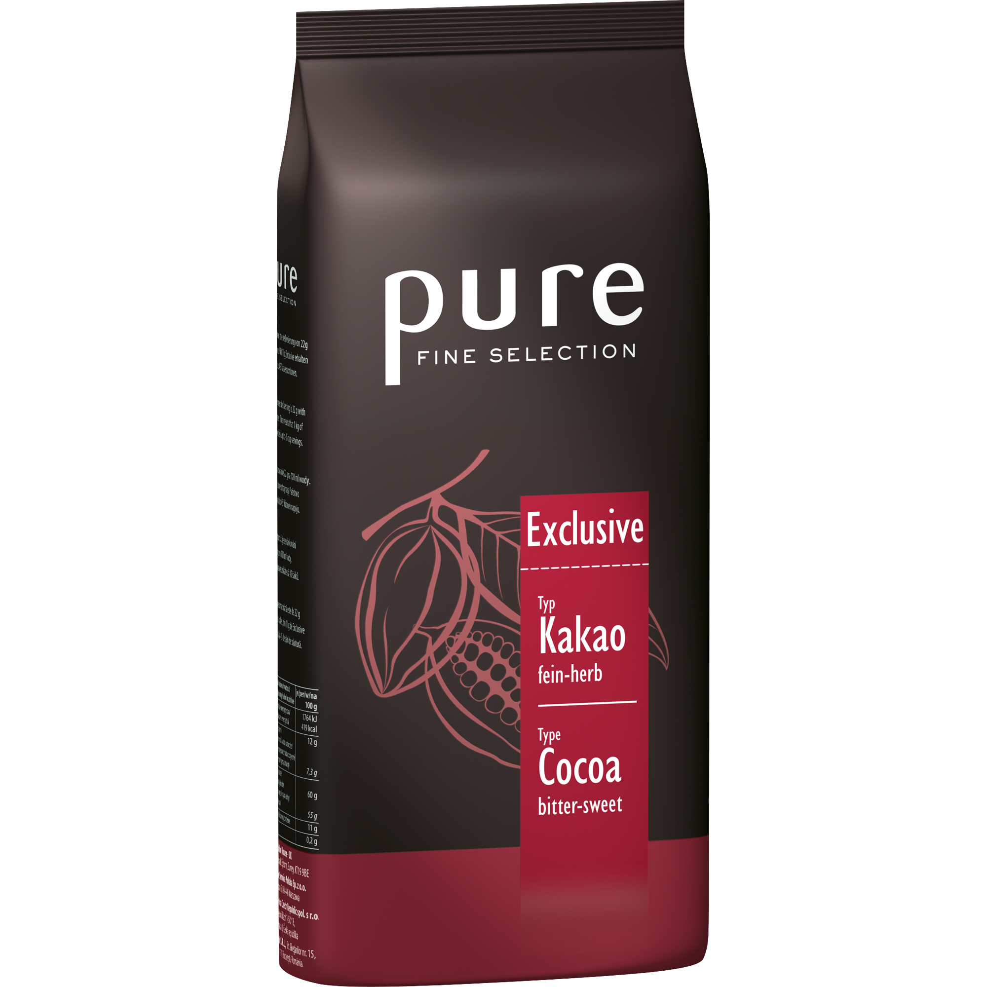 Pure Trinkschokolade Fine Selection Exklusive 1.000 g/Pack.