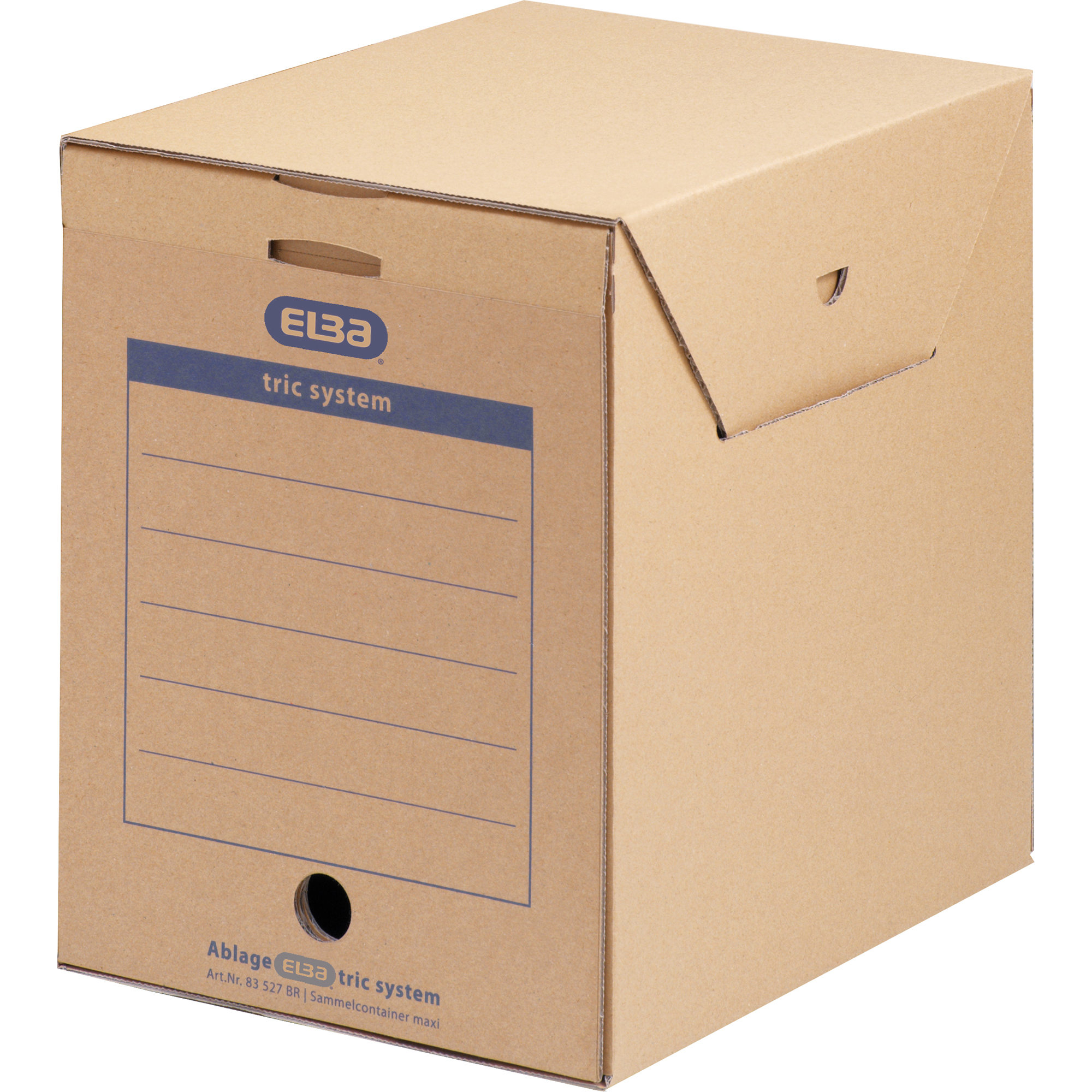 ELBA Archivbox Maxi tric system 23,6 x 30,8 x 32,5 cm (B x H x T) DIN A4 mit Archivdruck Wellpappe naturbraun