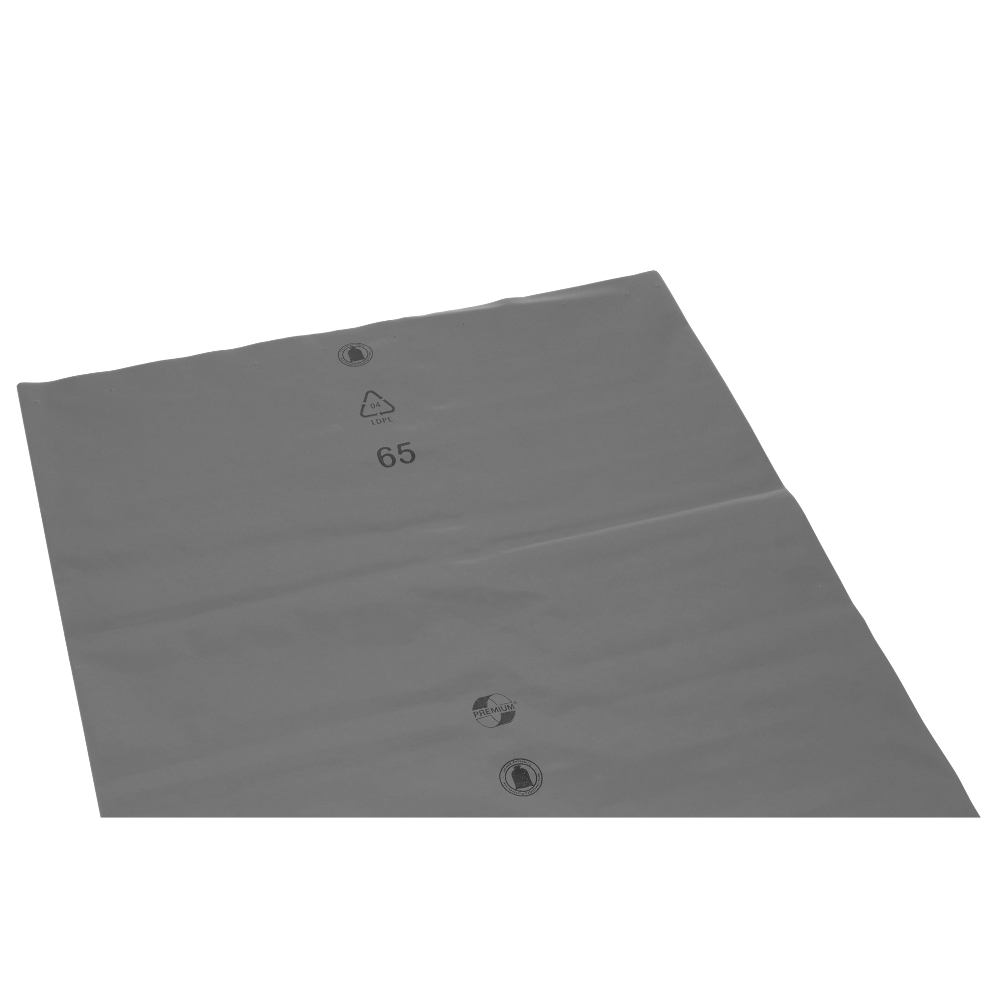 PREMIUM Müllsack 57,5 x 100 cm (B x H) 100µm 70l LDPE, 100 % recycelt grau 200 St./Pack.