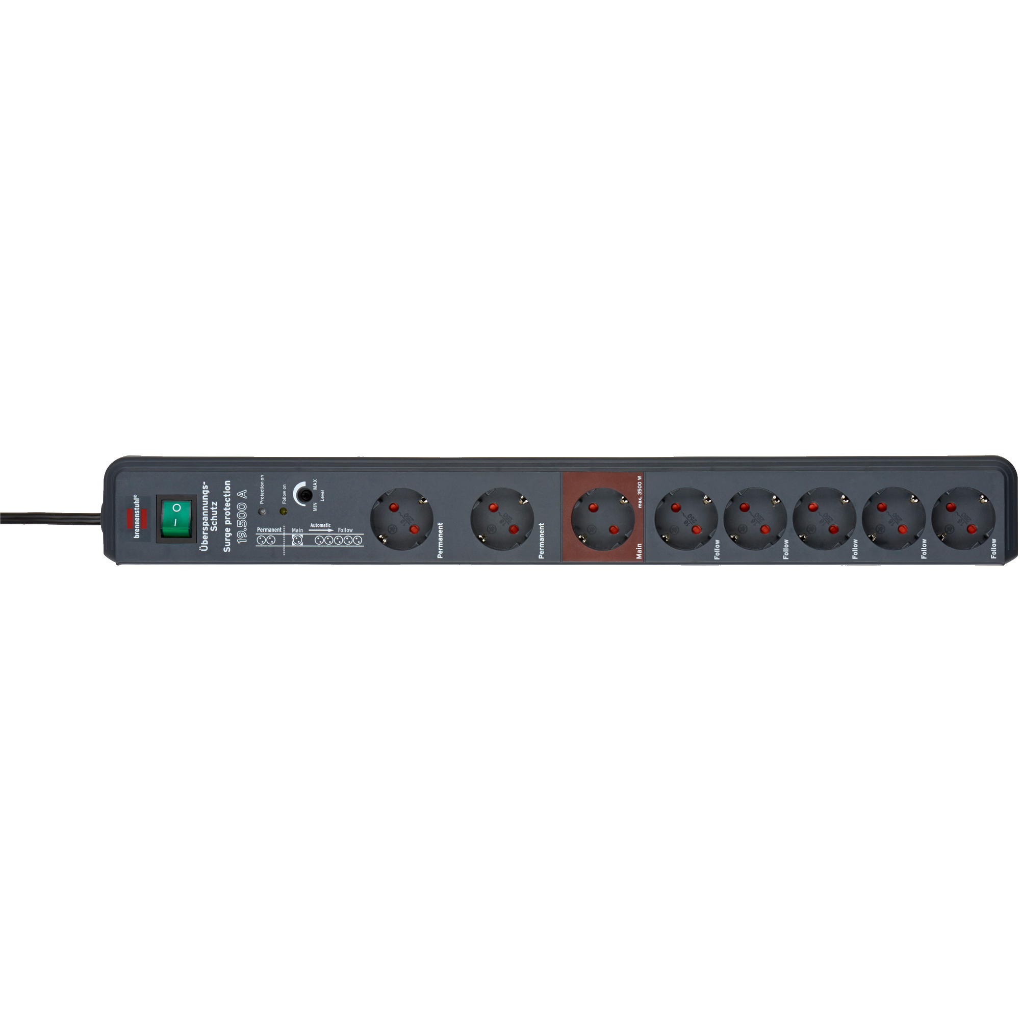 brennenstuhl® Steckdosenleiste Secure-Tec 8 Steckdosen anthrazit