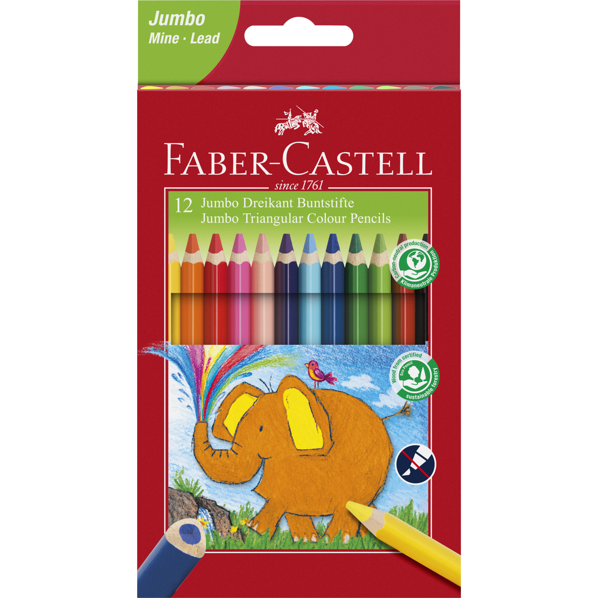 Faber-Castell Buntstift Triangular Jumbo farbig sortiert 12 St./Pack.