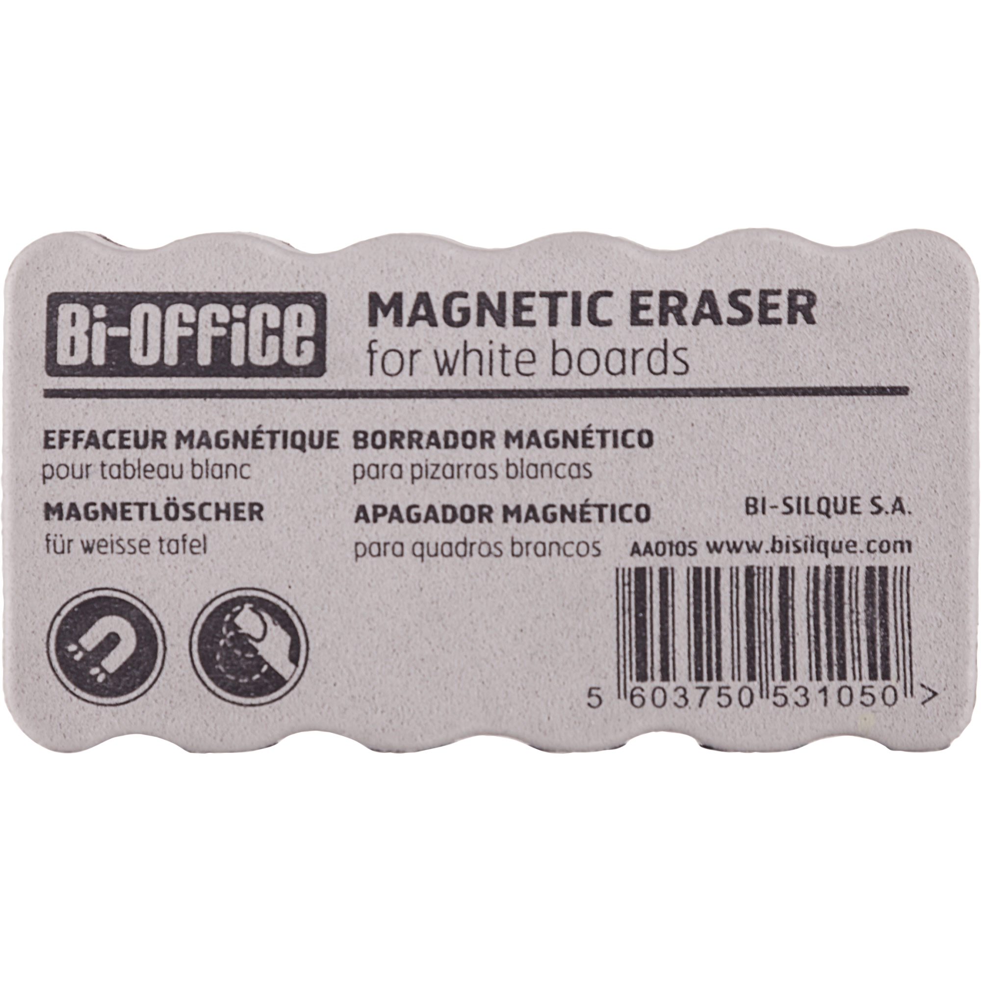 Bi-office Tafelwischer Magnetic Eraser Flipchart, Whiteboard, Magnettafel 5,5 x 2,3 x 10,5 cm (B x H x L) schwarz/grau
