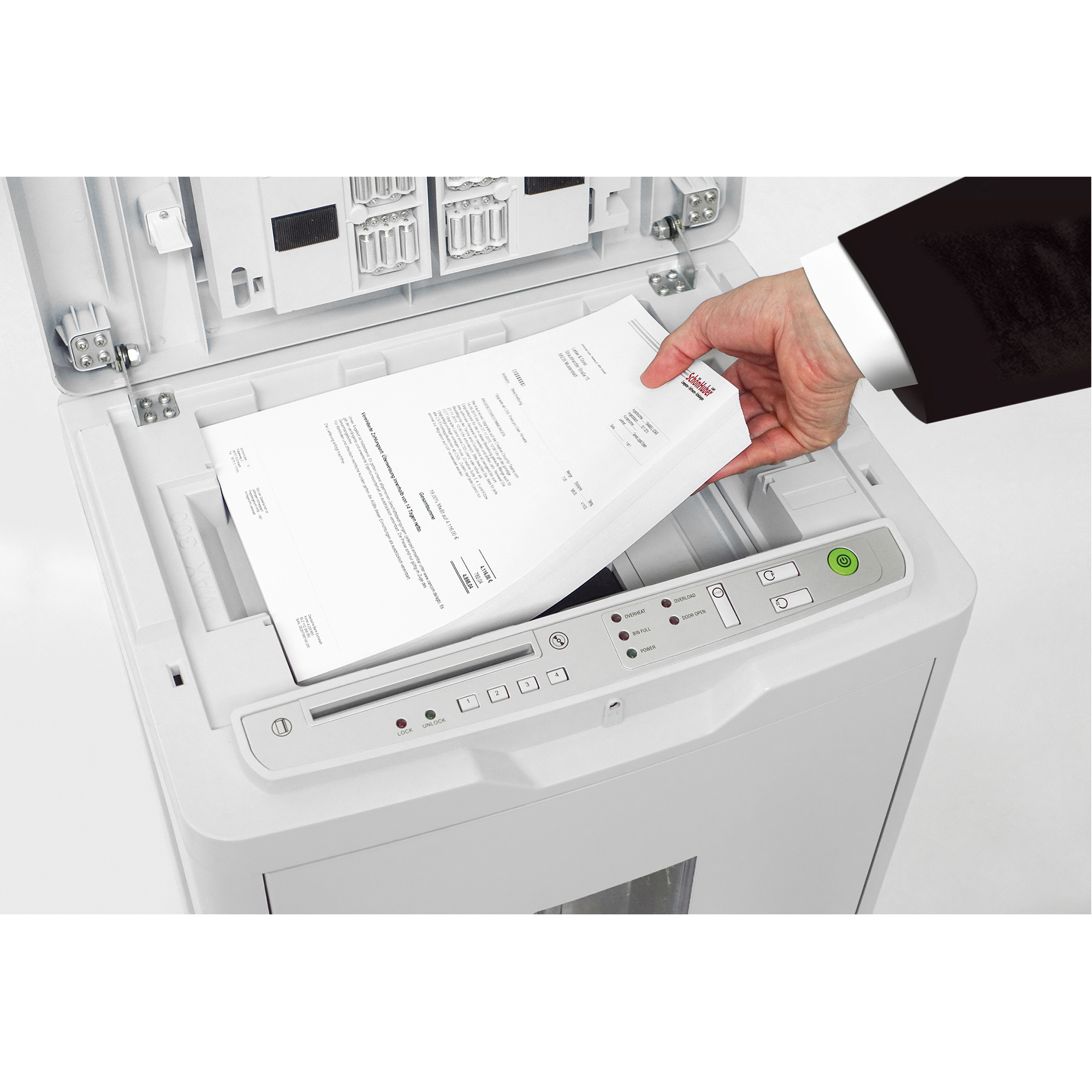 Shredcat Aktenvernichter SHREDCAT 8285 CC P-4 Papier, Heftklammern, Kreditkarten, CDs/DVDs Partikelschnitt 6 Bl. manuell, 350 Bl. automatisch hellgrau