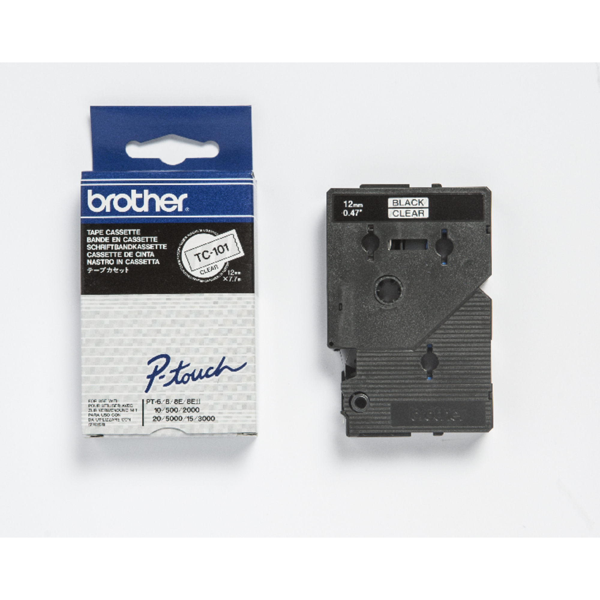 Brother Schriftbandkassette P-touch 12 mm x 7,7 m (B x L) farblos schwarz