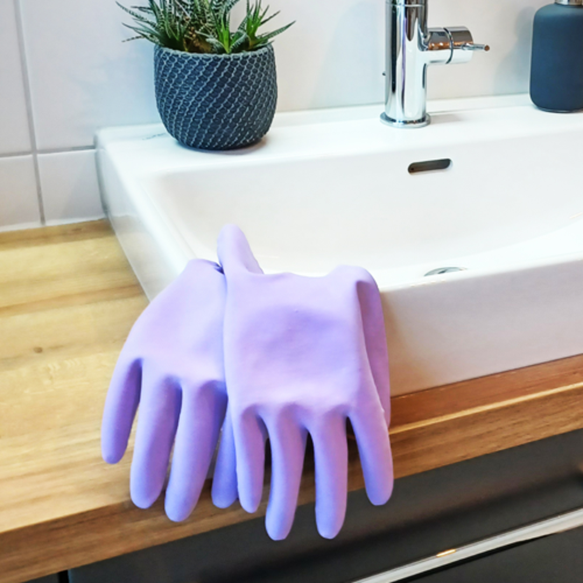 Spontex Gummihandschuhe Extra Comfort 7 Naturlatex lila