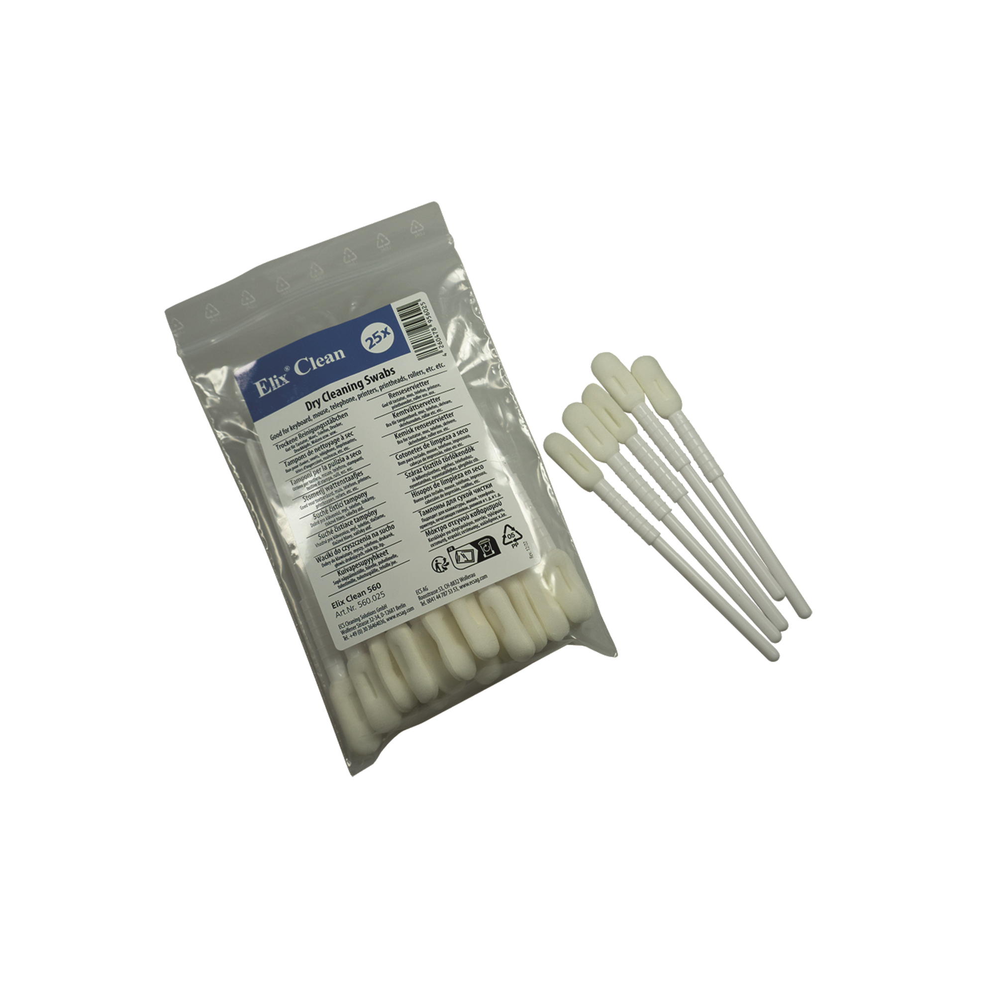 ECS Reinigungsstäbchen Polyurethane-Schaumkopf 25 St./Pack.