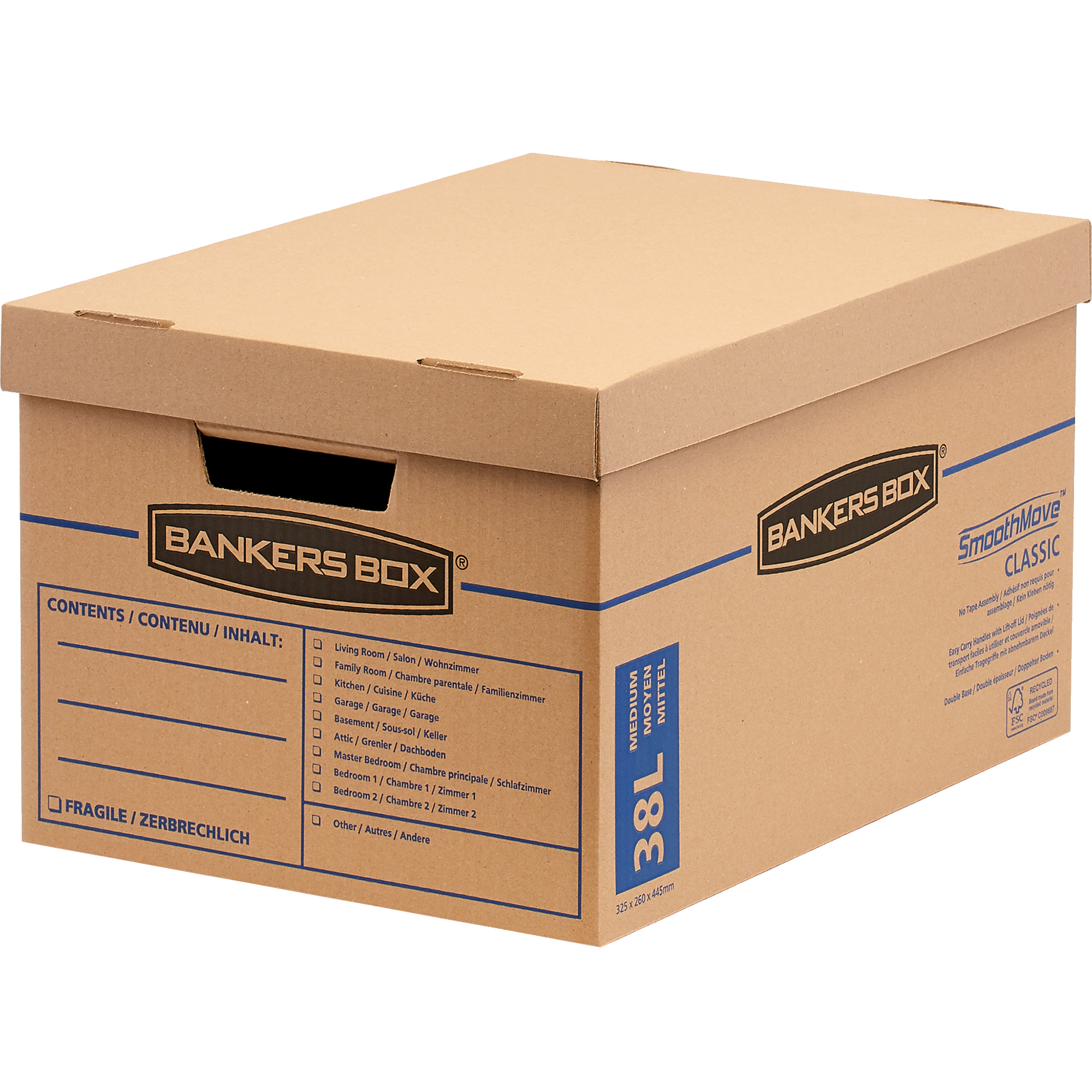 Bankers Box® Umzugskarton SmoothMove™ Classic 32,5 x 26 x 44,5 cm (B x H x T) Wellpappe braun