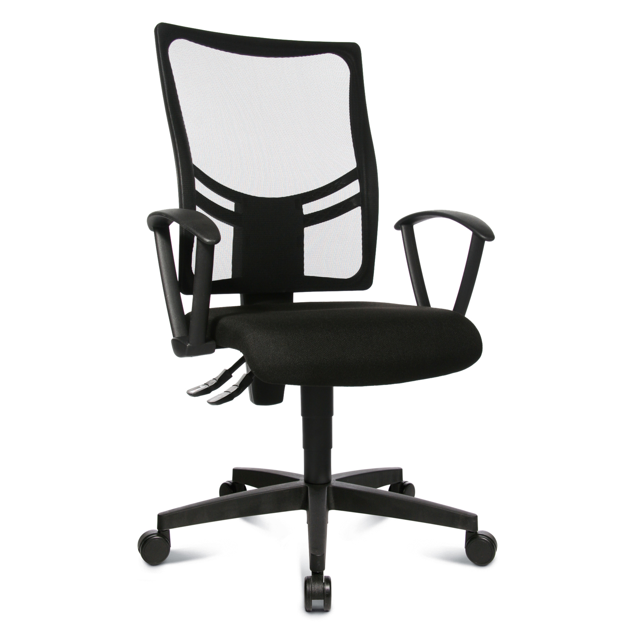 TOPSTAR Bürodrehstuhl Net Point 10 43-54cm Permanentkontaktmechanik Rolle hart gebremst (für Teppichboden) optionales Zubehör: Rolle weich gebremst (für Hartboden) 6991 Polyamid schwarz