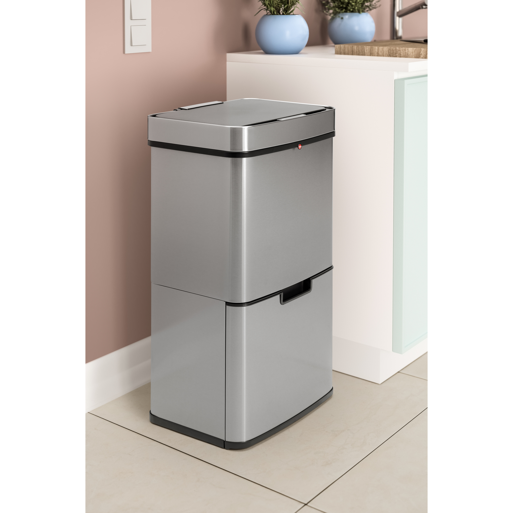 Hailo Abfalleimer Öko Vario XL 50l Edelstahl edelstahl 3 Sortierfächer