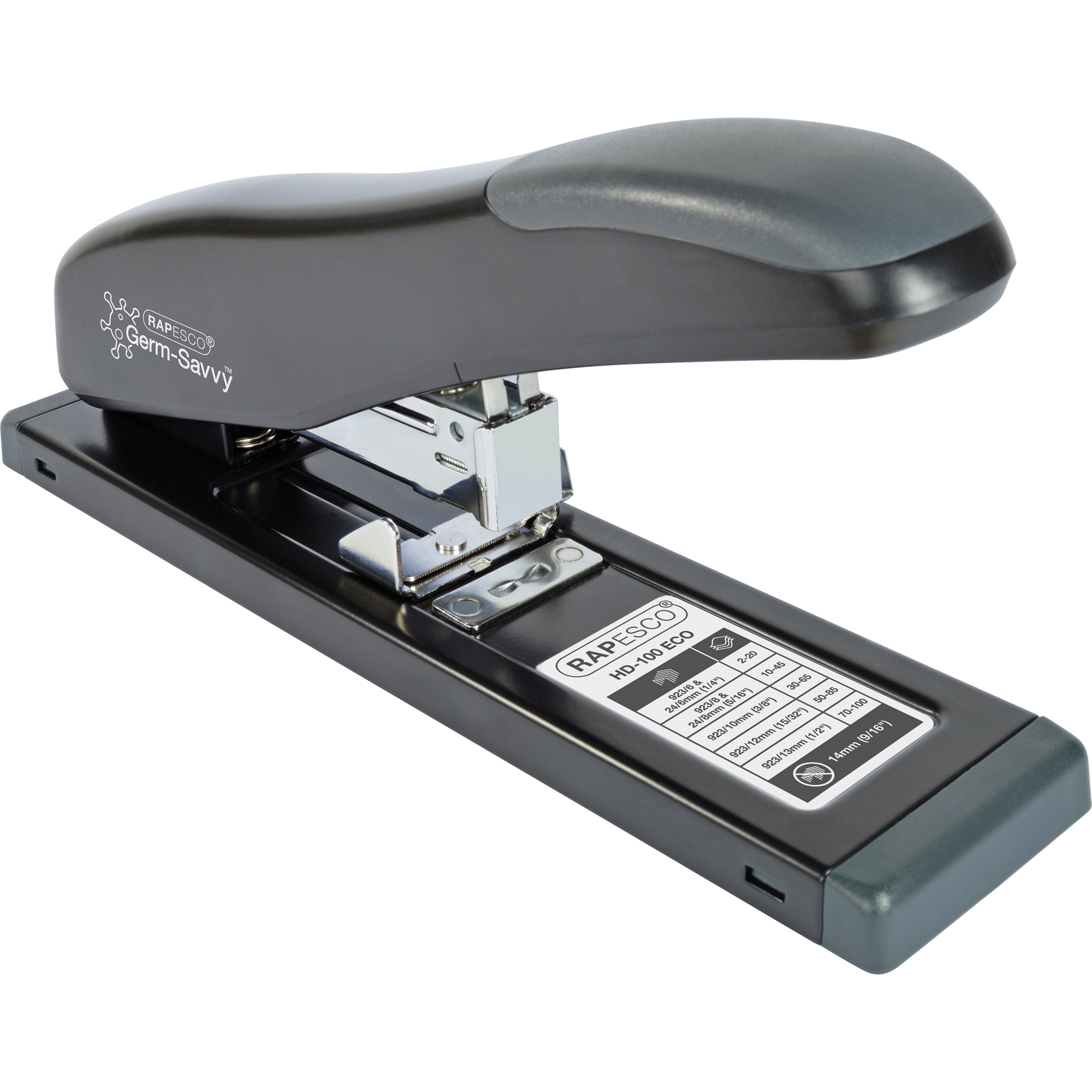 RAPESCO Blockheftgerät ECO HD-100 923/6-13, 24/6-8 fest 100 Bl. (80 g/m²) Metall/ABS Kunststoff schwarz