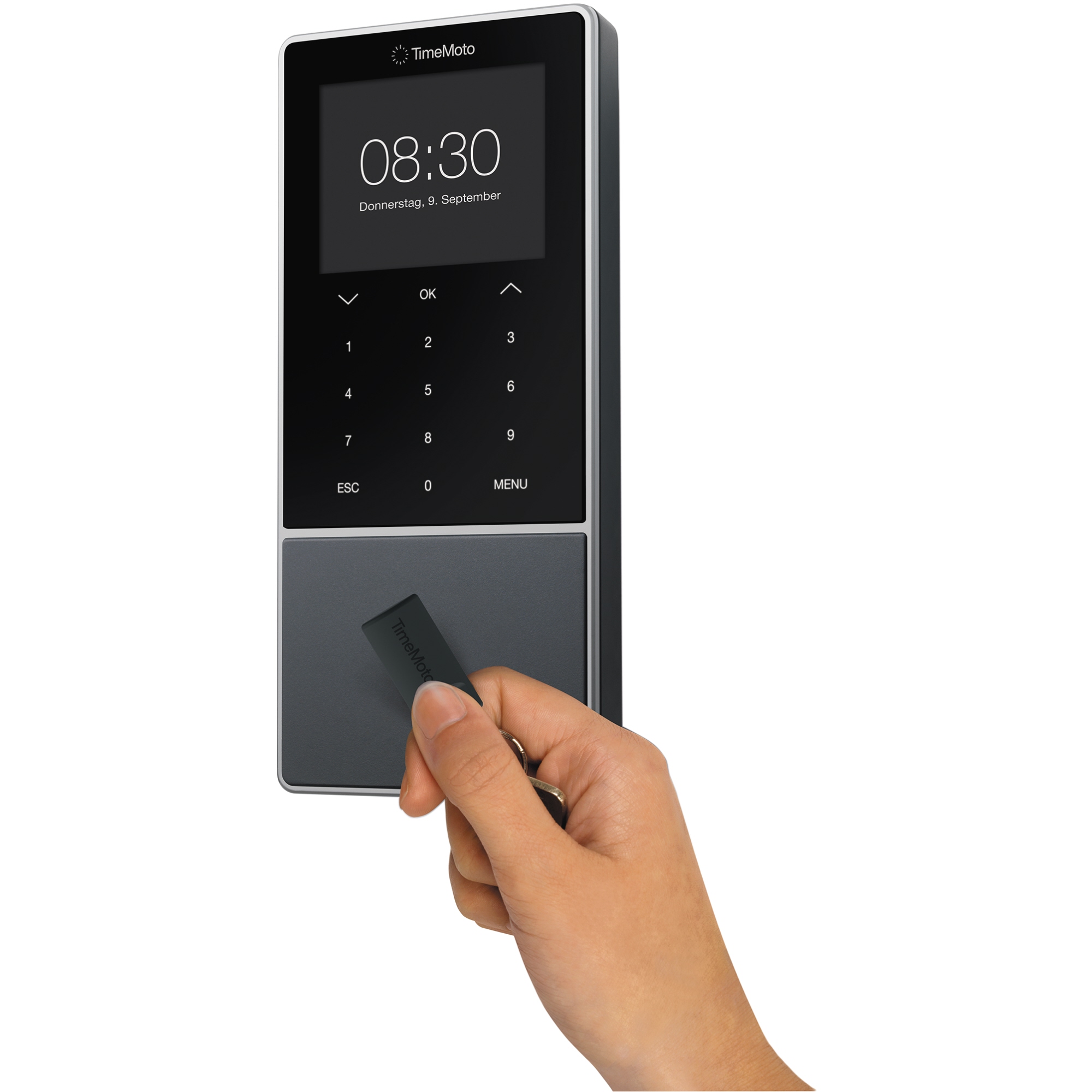 TIMEMOTO Zeiterfassungssystem TM-818 SC 9,95 x 21,5 x 4,43 cm (B x H x T) RFID-Sensor Windows® universell LAN, WiFi, USB-Host