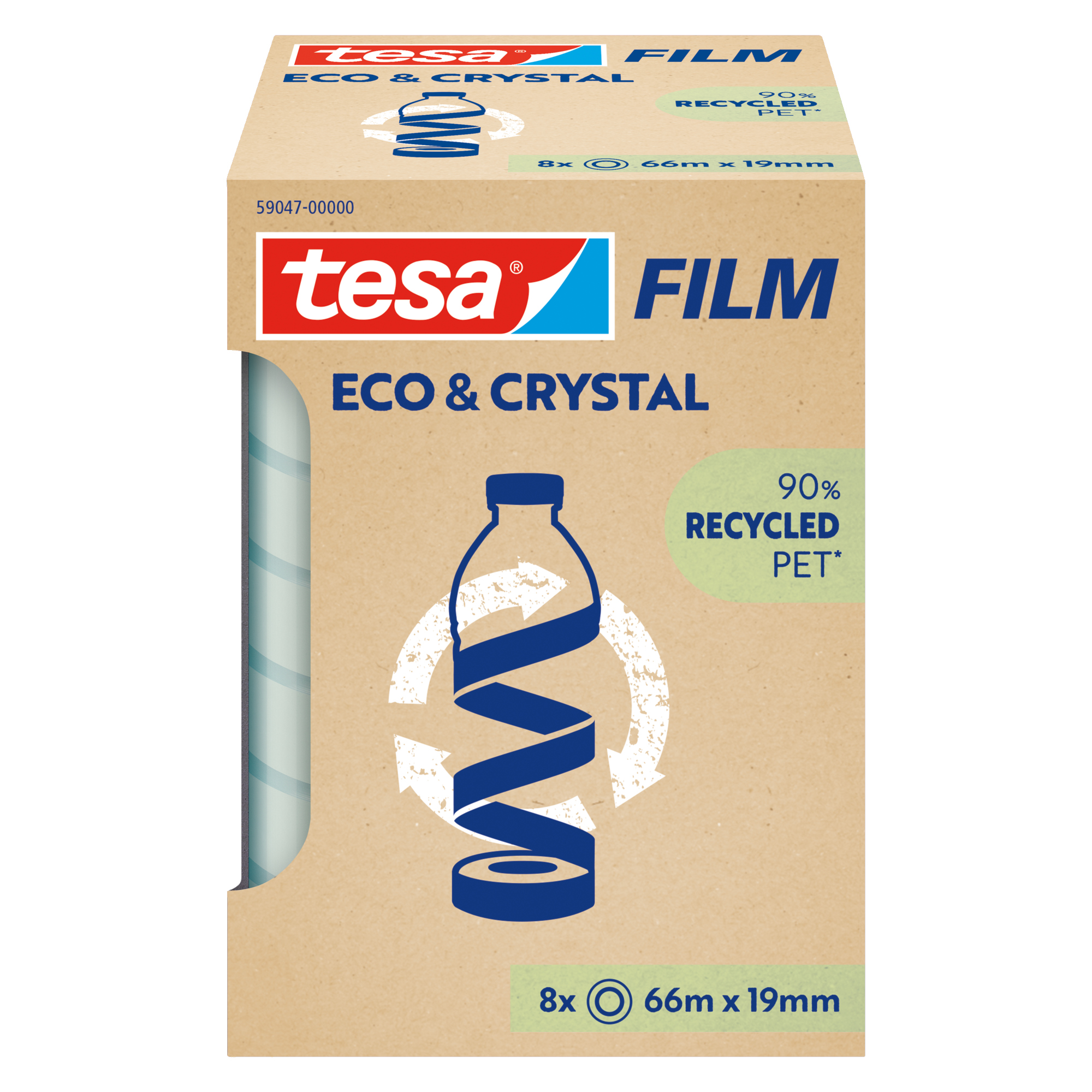 tesa® Klebefilm Eco & Crystal 19 mm x 66 m (B x L) einseitig klebend ohne Lösungsmittel Acrylat transparent 8 St./Pack.