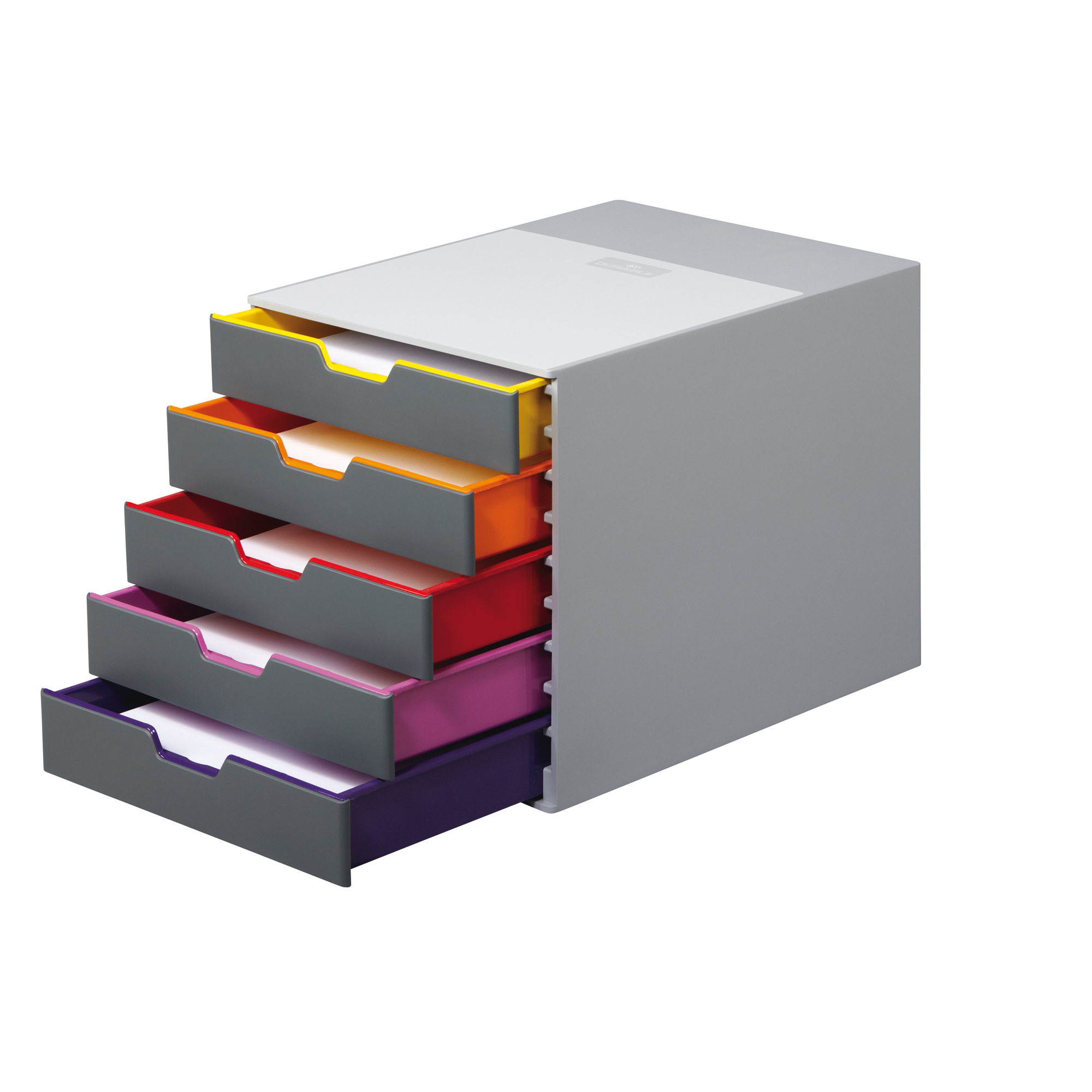DURABLE Schubladenbox VARICOLOR® 5 5 Schubladen DIN A4, DIN C4, Folio, Letter ABS Kunststoff/Polystyrol Gehäusefarbe: grau Farbe der Schublade: anthrazit/mehrfarbig