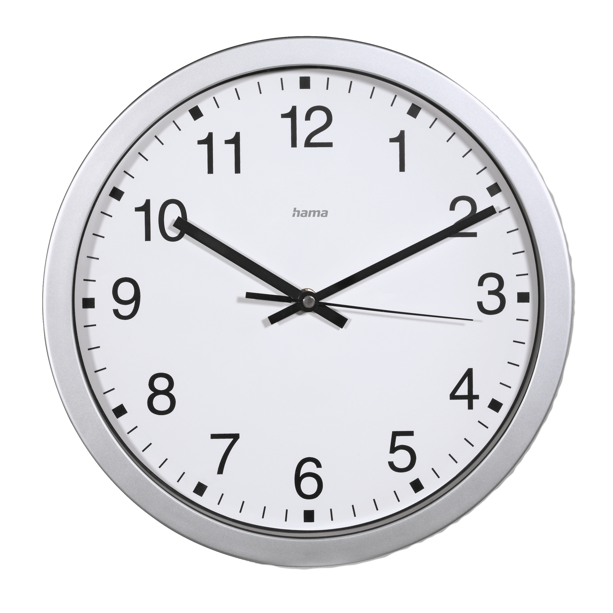 Hama Wanduhr Mallorca 30 x 4 cm (Ø x T) ohne automatische Sommer-/Winterzeitumstellung Kunststoff silber