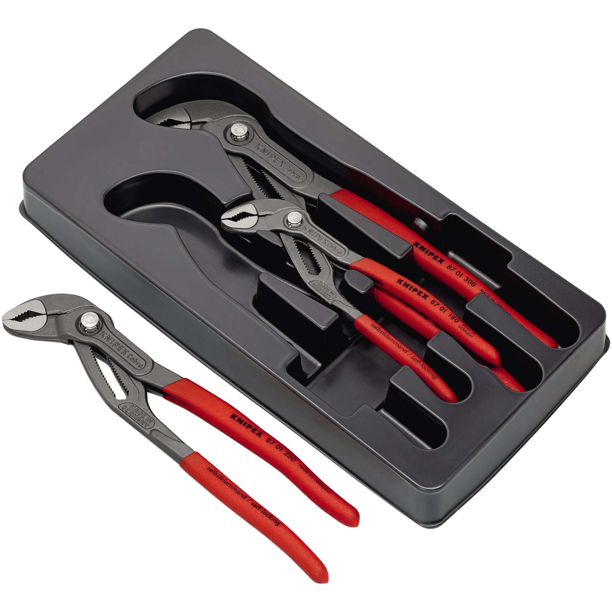 KNIPEX Zangen-Set Cobra® Wasserpumpenzange 3 Teile 3 Wasserpumpenzangen (180, 250, 300 mm) rot