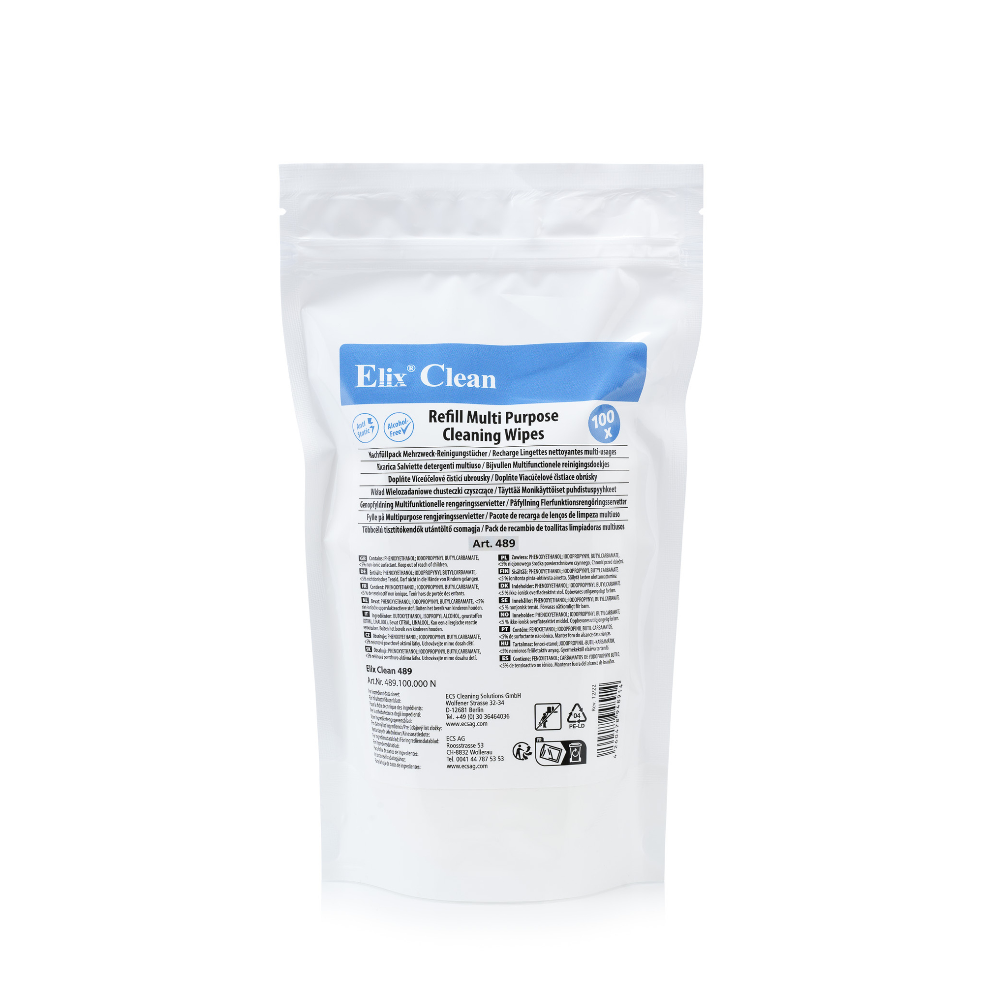 Elix Clean Reinigungstuch Refill Bildschirme, Oberflächen, Tastaturen, Telefon, Kopierer, Maus, Drucker, Mobiltelefon feucht nicht nachfüllbar Vlies 100 St./Pack.