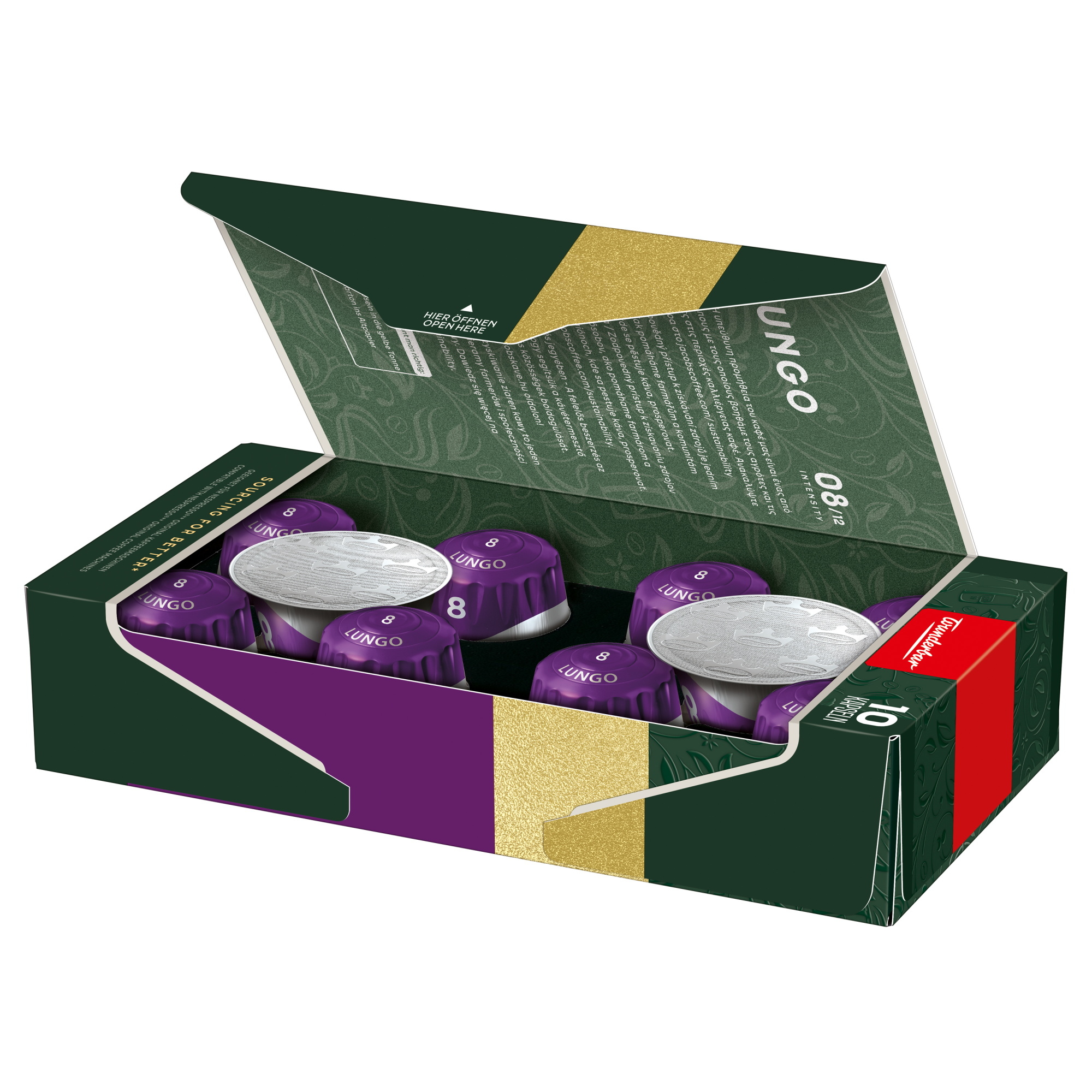JACOBS Kaffeekapsel Lungo 8 Nespresso® Maschine Intenso Intensität: 8 10 x 5,2 g/Pack.