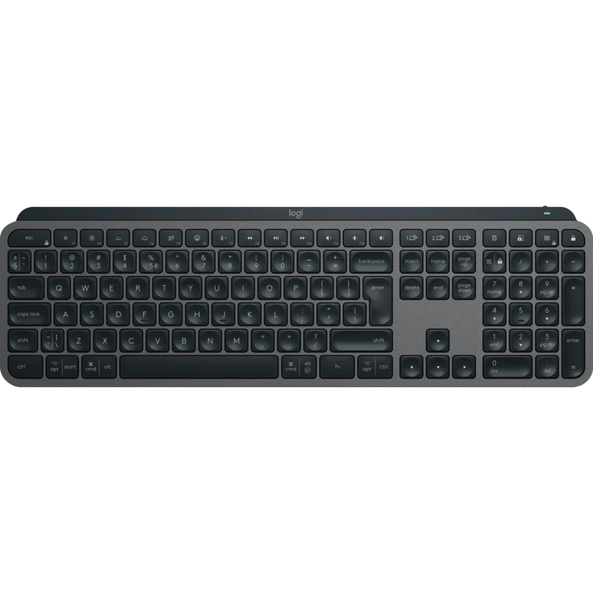 Logitech Tastatur MX KEYS S USB-A 10m inkl. Logi Bolt USB-Empfänger, USB-C-Ladekabel grafit