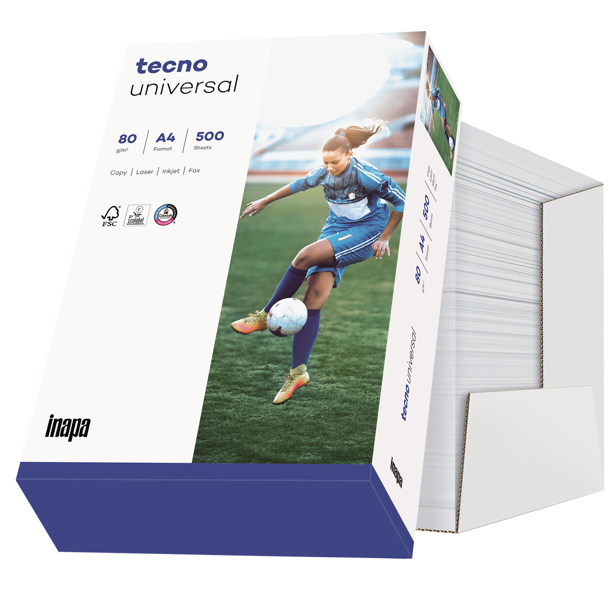 inapa tecno Kopierpapier Universal SpeedBox DIN A4 80g/m² holzfrei weiß 2.500 Bl./Pack.