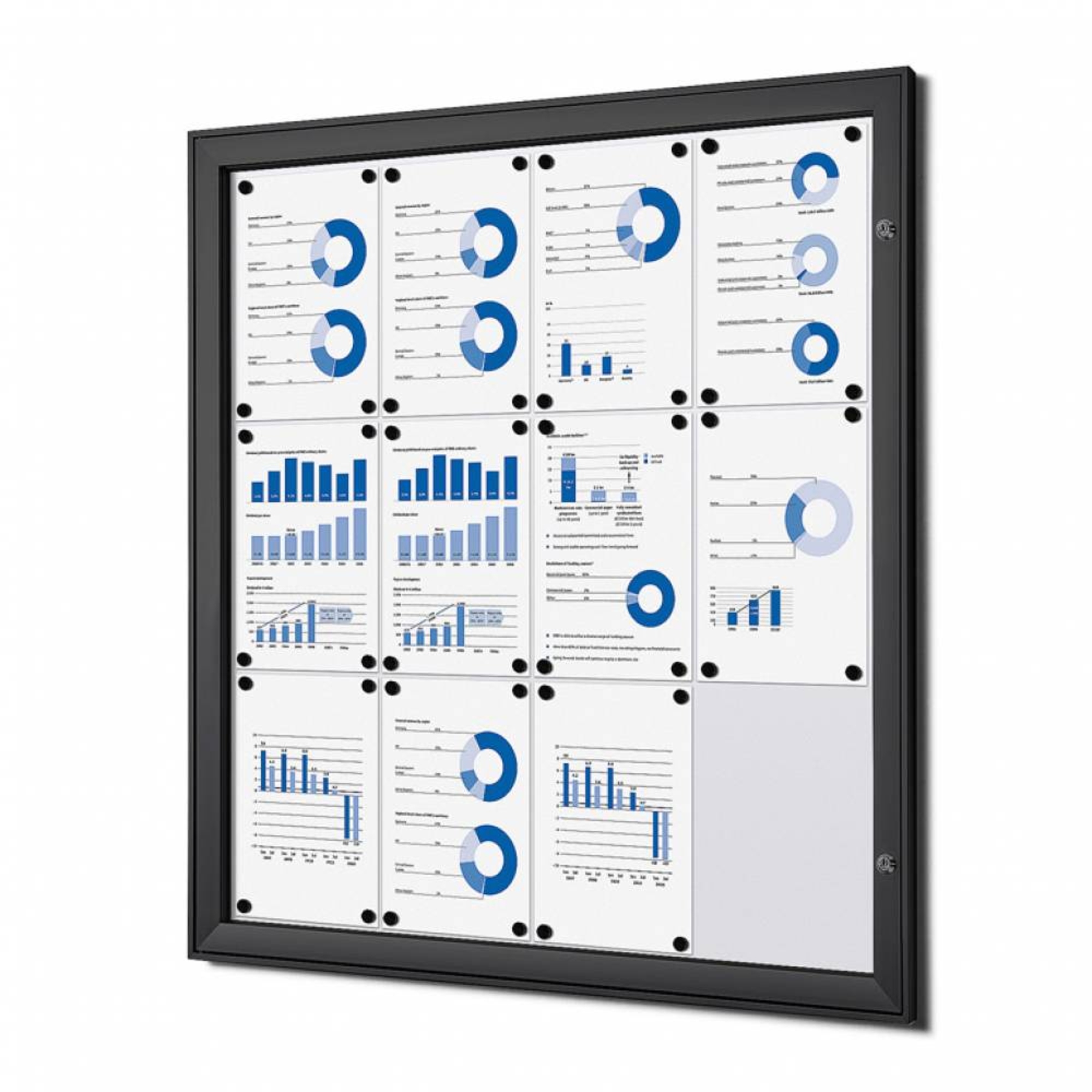 Showdown® Displays Schaukasten Innenbereich, regengeschützter Außenbereich 96,1 x 100,4 x 2,3 cm (B x H x T) 12 x DIN A4 mit Schloss Aluminium schwarz