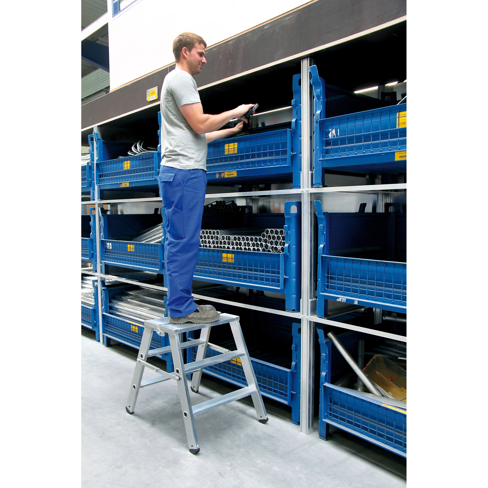 MUNK Trittleiter 79 x 59 cm (B x T) 150kg Aluminium alu 2 x 3 Stufen