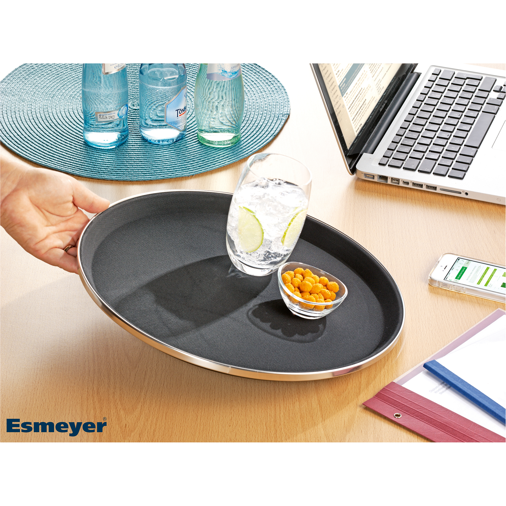 Esmeyer® Serviertablett TENNESSEE 35,5cm Fiberglas Farbe: schwarz