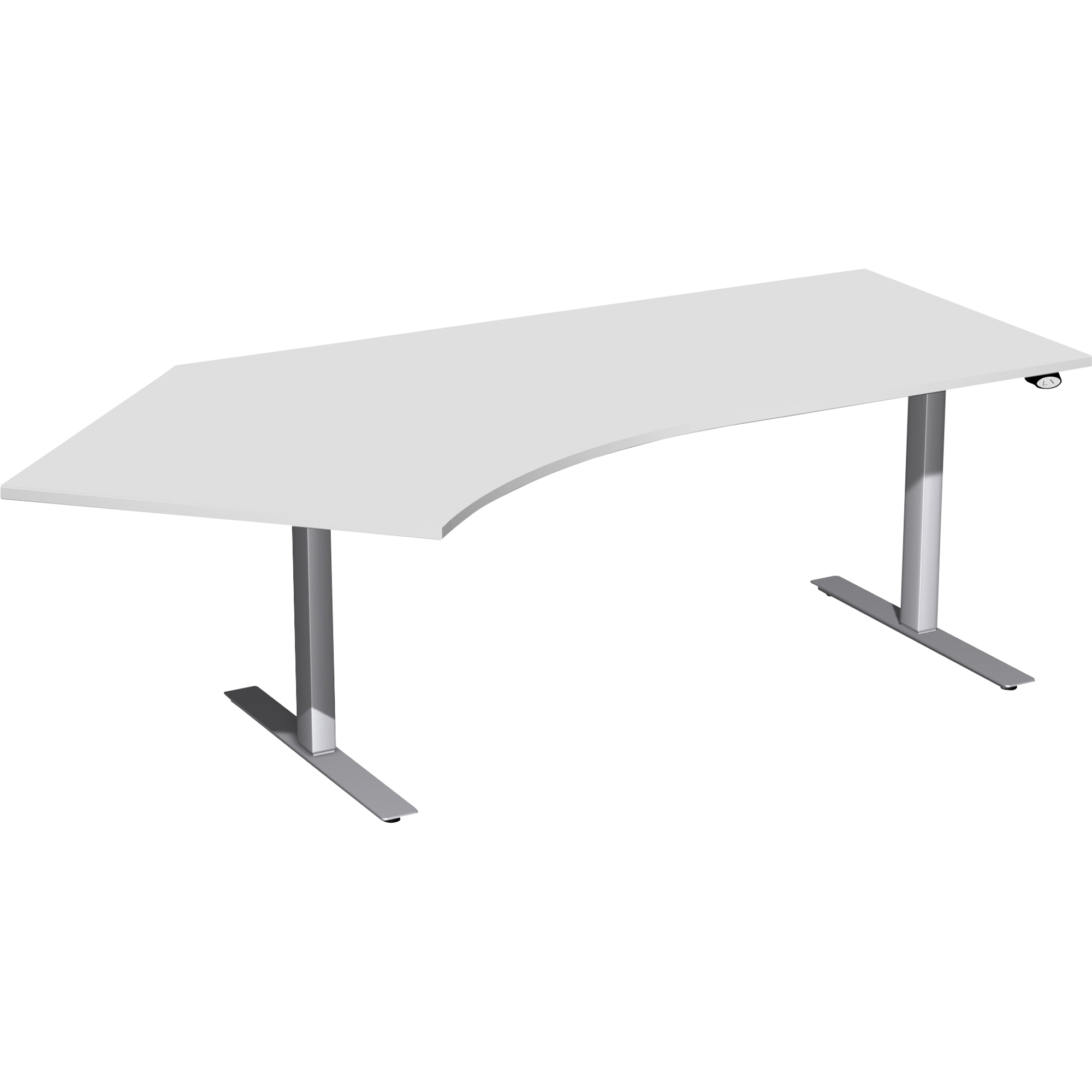 Geramöbel Schreibtisch Elektro Flex Maße: 2.166 x 650-1.250 x 800/1.131 mm (B x H x T) Dreischicht-Feinspan, melaminharzbeschichtet lichtgrau