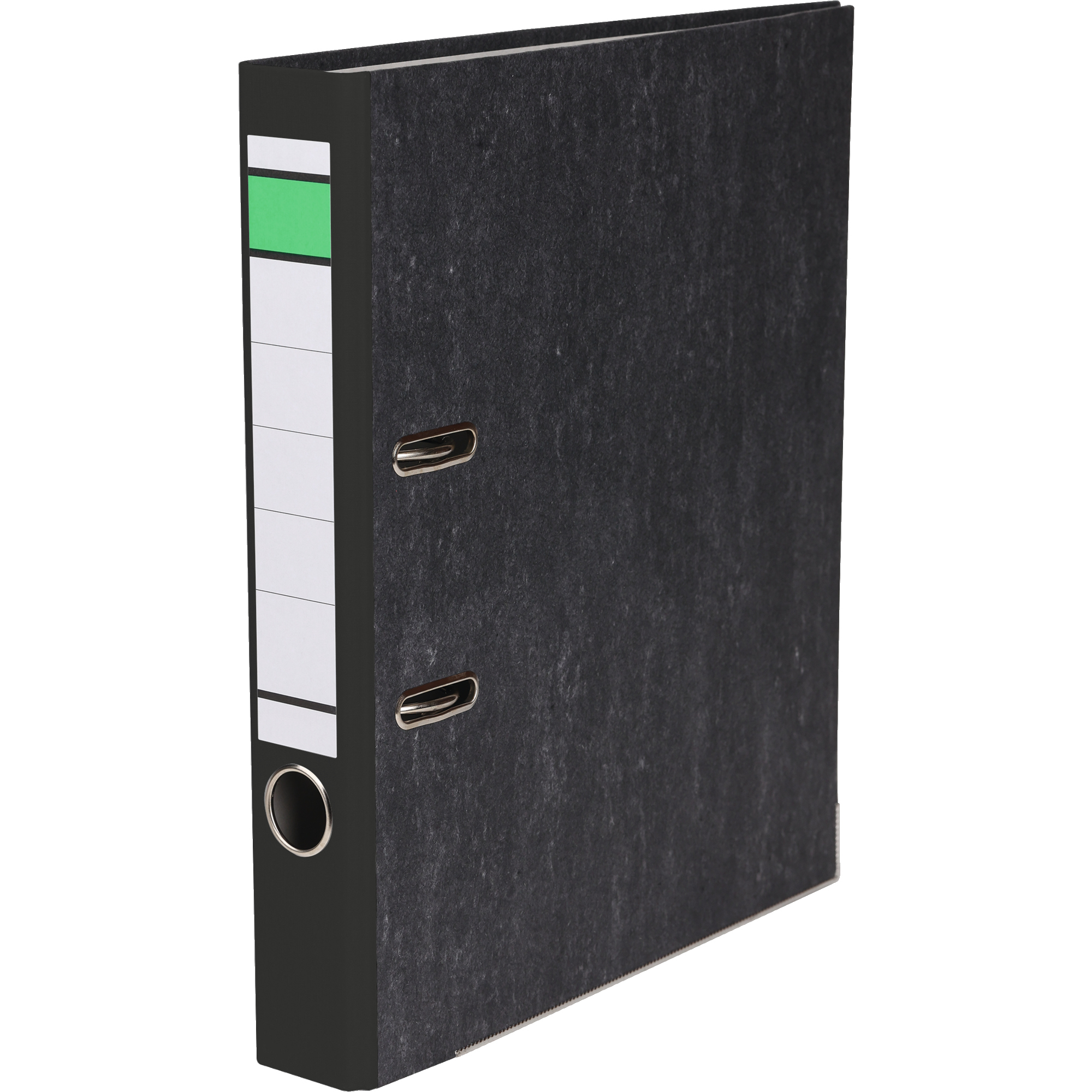 Ordner 50mm DIN A4 Rückenschild: geklebt mit Schlitzen Werkstoff: Papier, 100 % recycelt schwarz