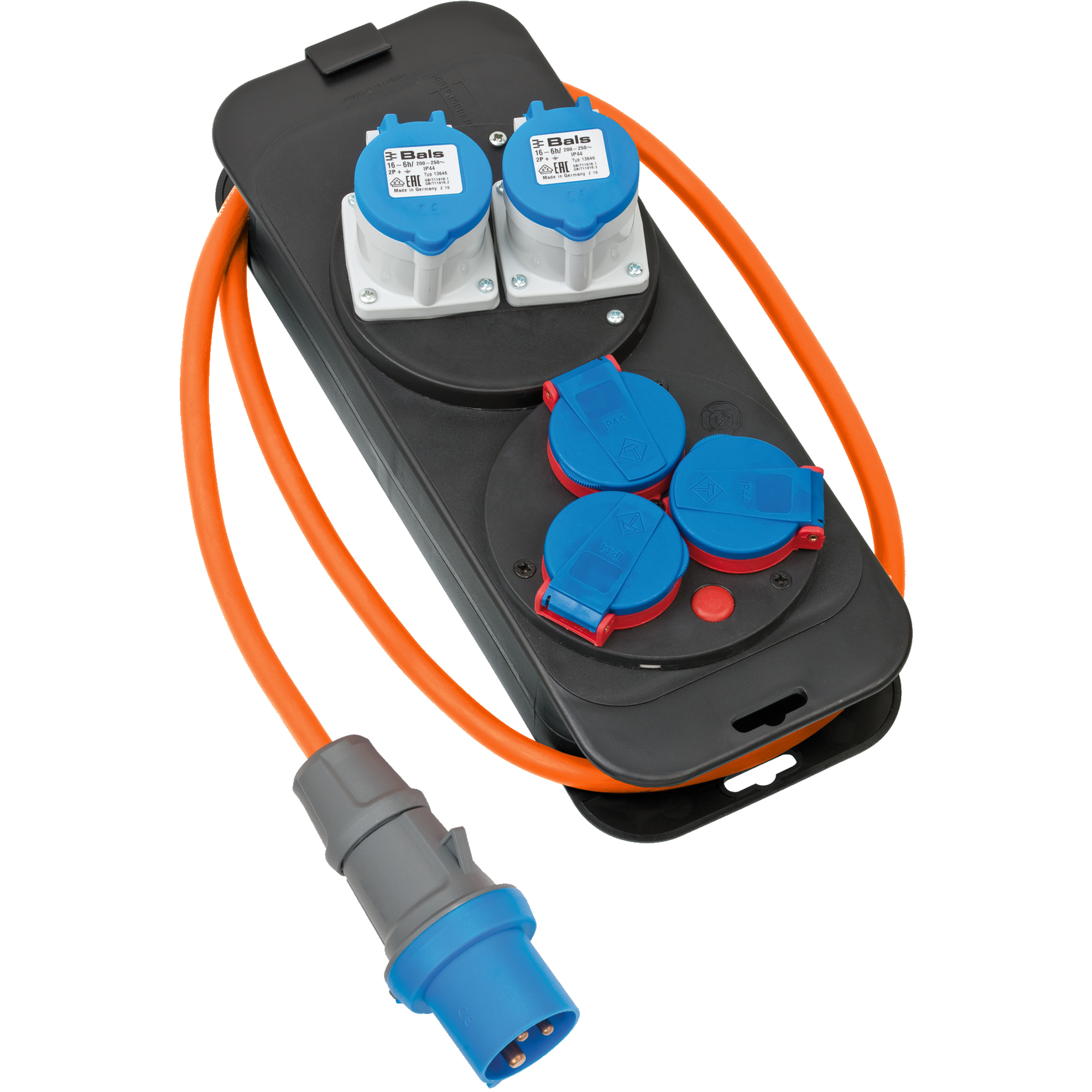 brennenstuhl® Stromverteiler CEE-Stecker (230V/16A) H07RN-F 3G2,5 IP44 Kunststoff schwarz/orange