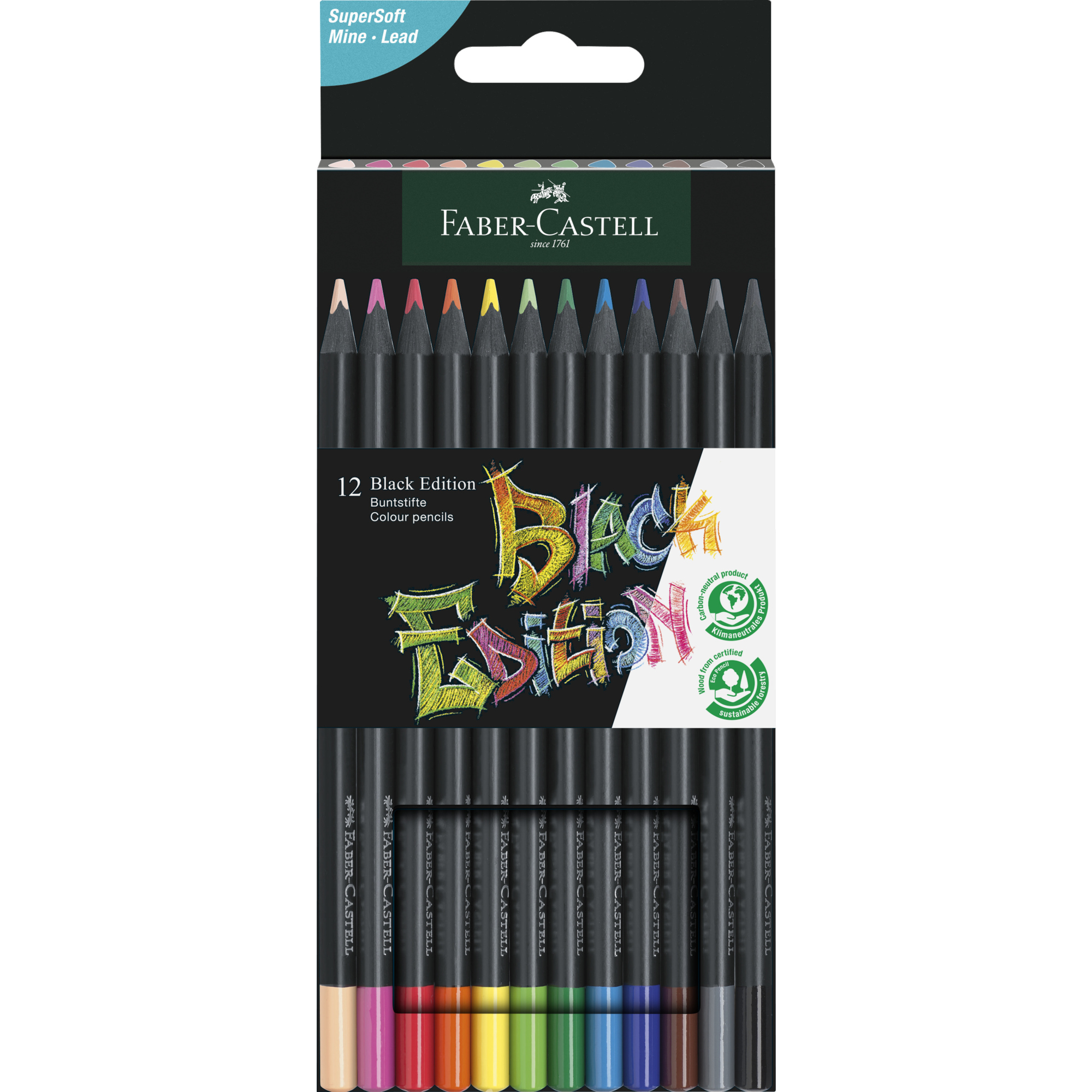 Faber-Castell Buntstift Black Edition farbig sortiert 12 St./Pack.