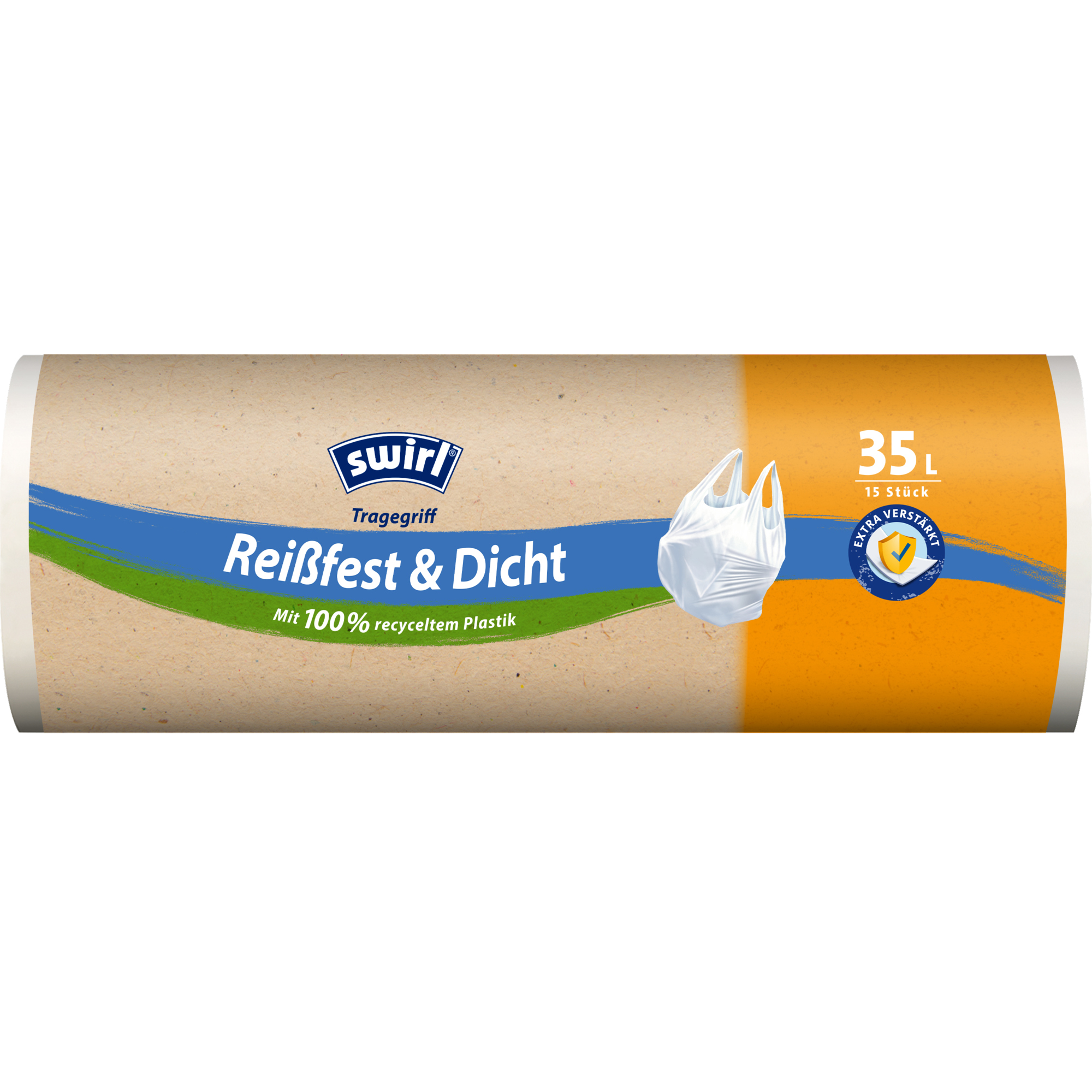 Swirl Müllbeutel 65 x 53 cm (B x H) 35l Plastik, 100 % recycelt transparent 15 St./Pack.
