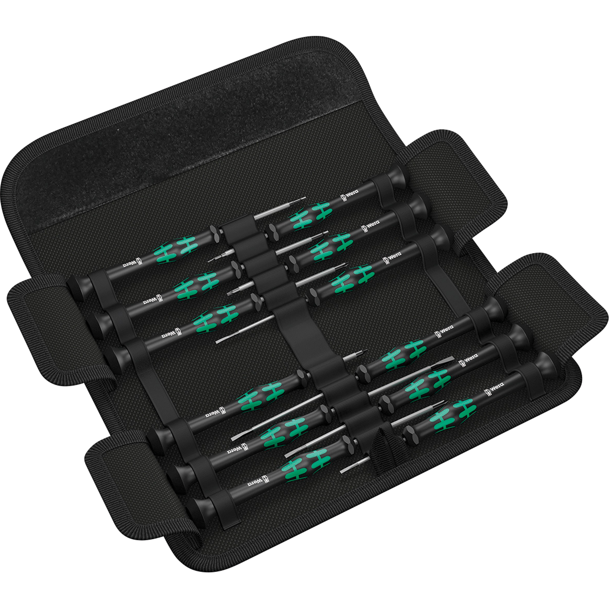 Wera Schraubendreher-Satz Kraftform Micro 2 Kreuz-Schraubendreher (PH 00 x 80/0 x 60 mm) 3 Innensechsrund-Schraubendreher (0,9 x 40/1,5 x 60/2 x 60 mm) 5 Schlitz-Schraubendreher (1,5 x 40/1,8 x 60/2 x 60/2,5 x 80/3 x 80 mm)