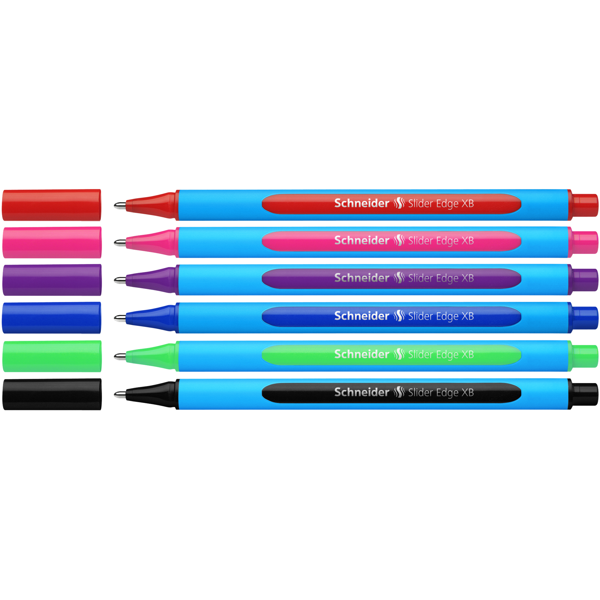 Schneider Kugelschreiber Slider Edge 0,7mm XB rot, pink, violett, blau, hellgrün, schwarz Schaftfarbe: rot, pink, violett, blau, hellgrün, schwarz 6 St./Pack.