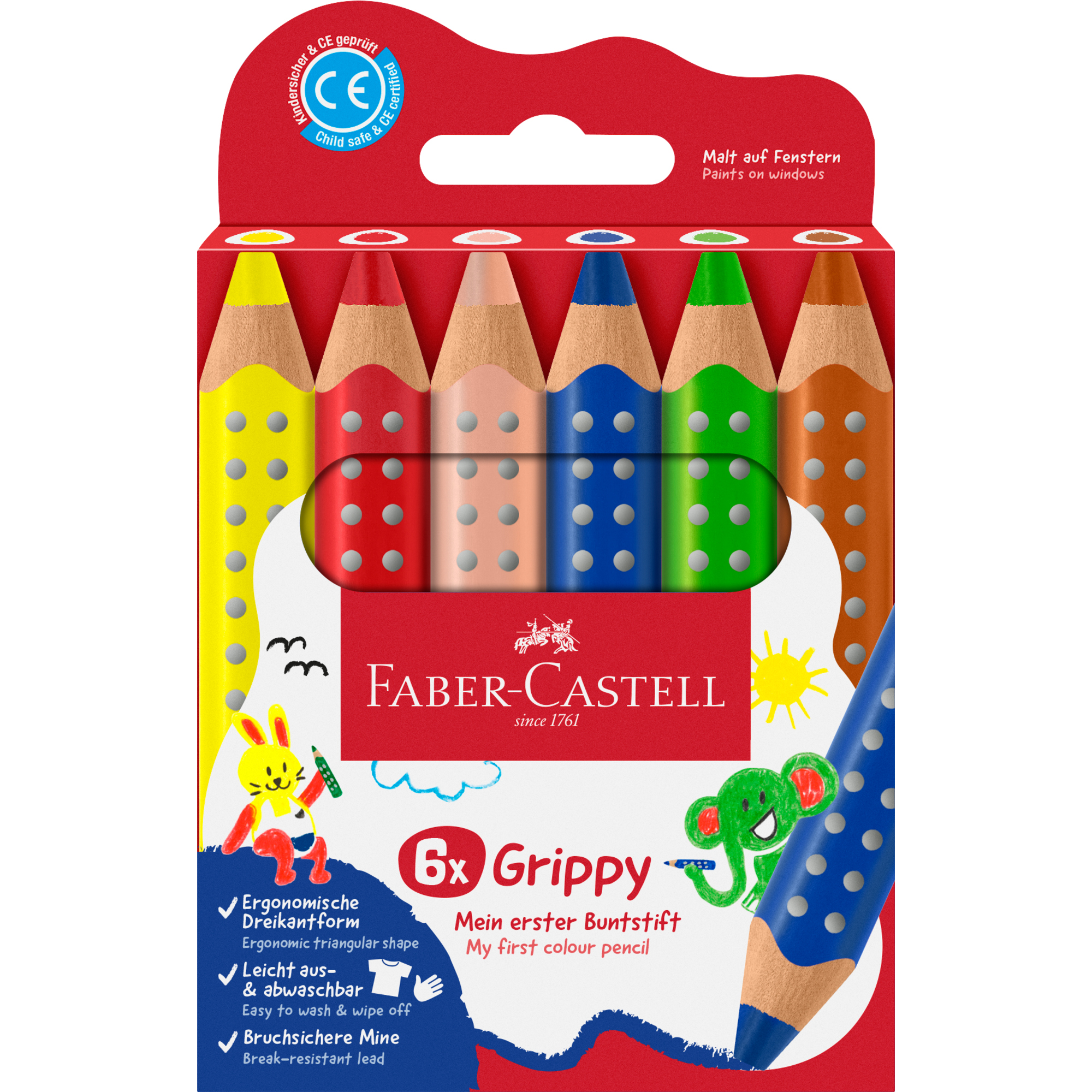 Faber-Castell Buntstift Grippy farbig sortiert 6 St./Pack.