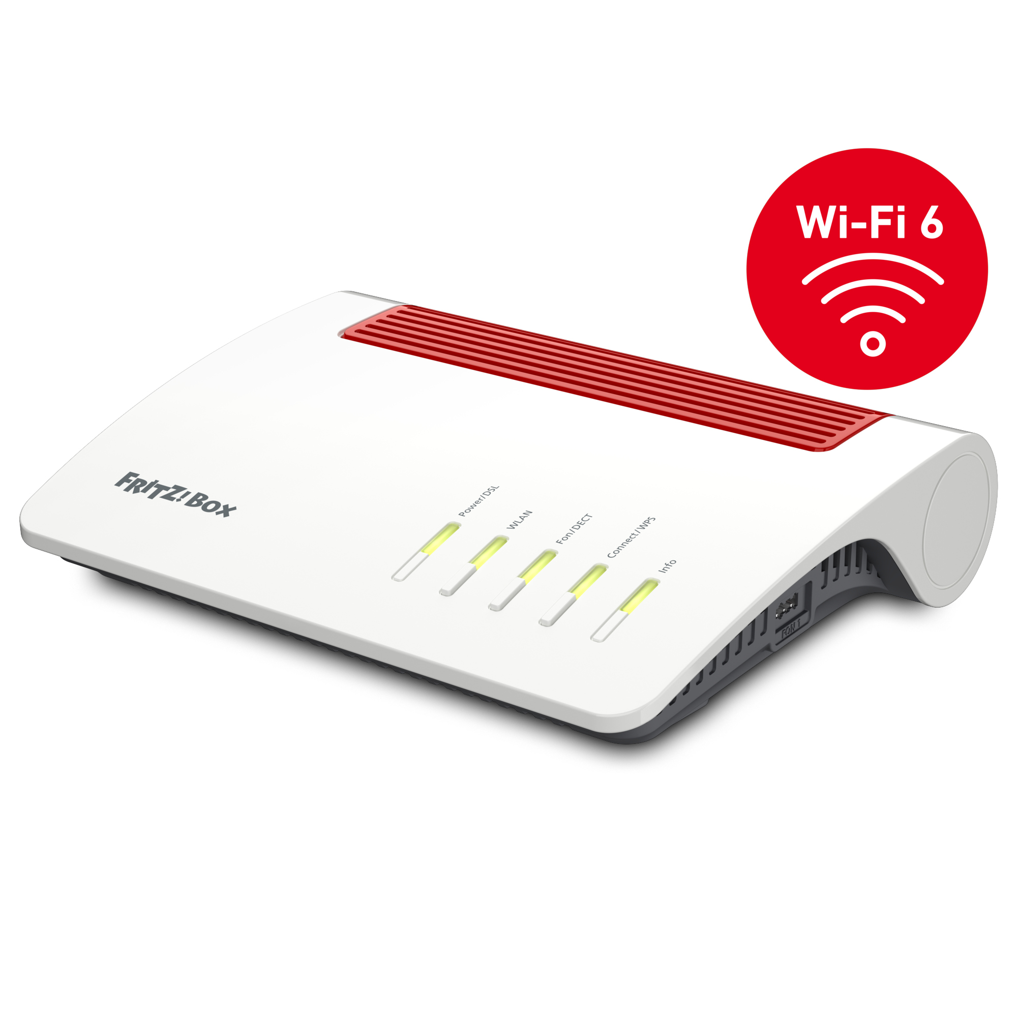 FRITZ! Router FRITZ 7590 AX 254 x 63 x 191 mm (B x H x T) WAN: 1 x VDSL/ADSL2+, WAN: 1 x 10Base-T/100Vase-TX/1000Base-T, LAN: 4 x 10Base-T/100Base-T, 2 x USB-A 3.0, 2 x RJ-11 1.200/2.400 Mbit/s