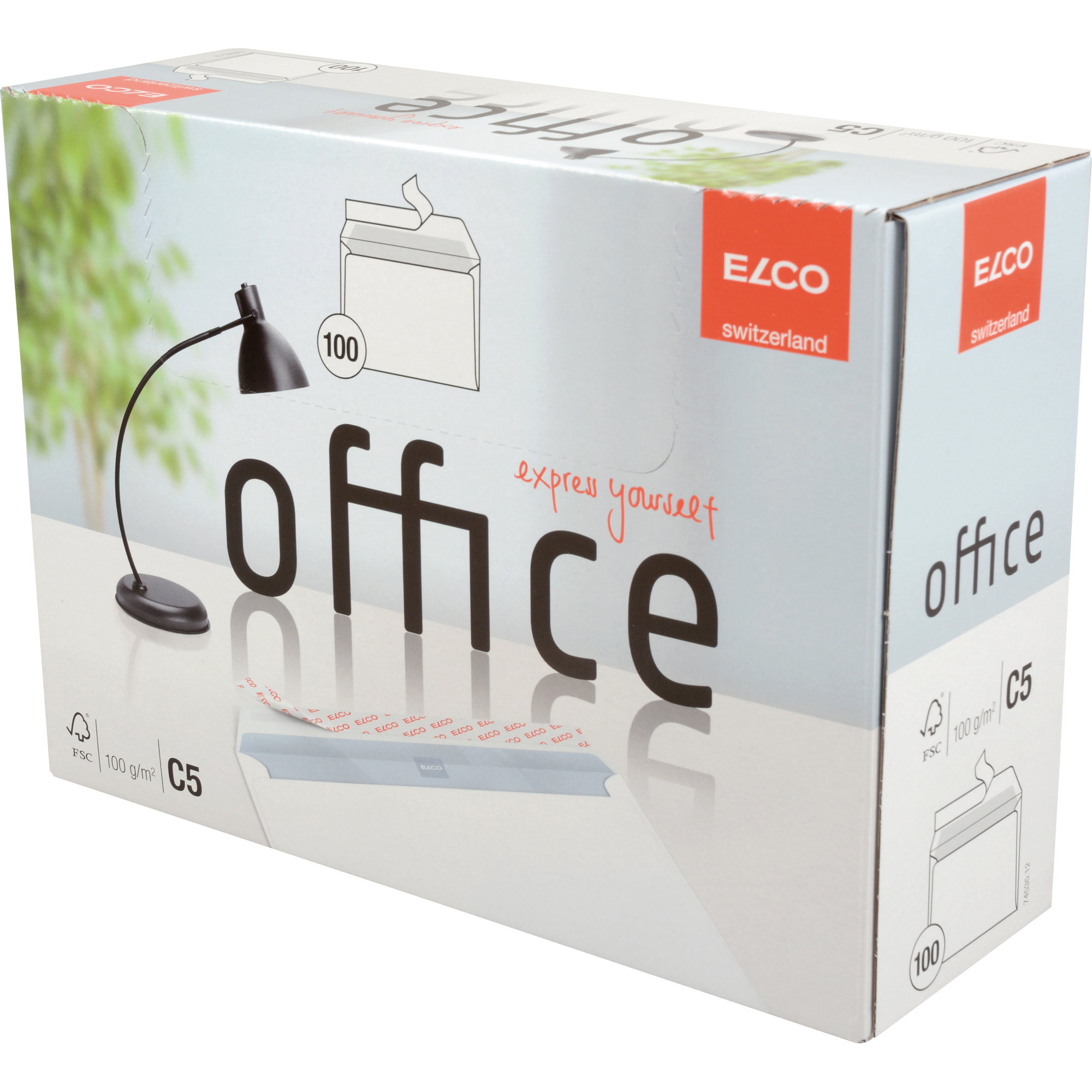 ELCO Versandtasche Office DIN C5 229 x 162 mm (B x H) mit Haftklebung ohne Fenster 100g/m² hochweiß 100 St./Pack.