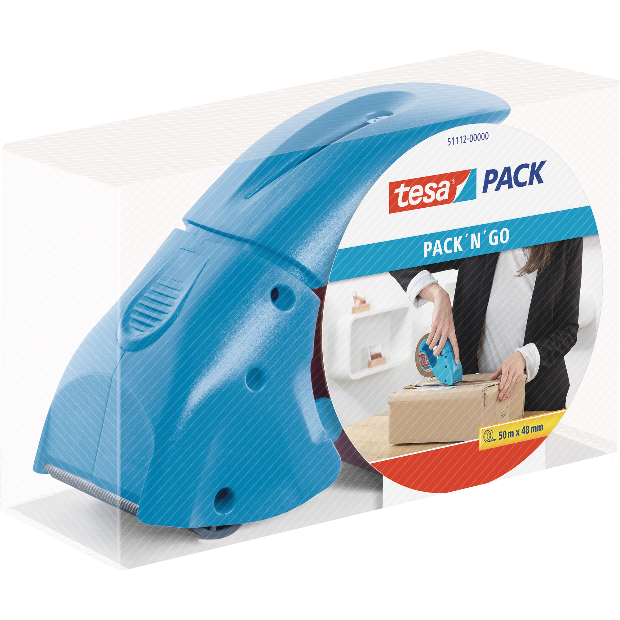 tesa® Packbandabroller PACK ´n´ GO® ABS Kunststoff blau