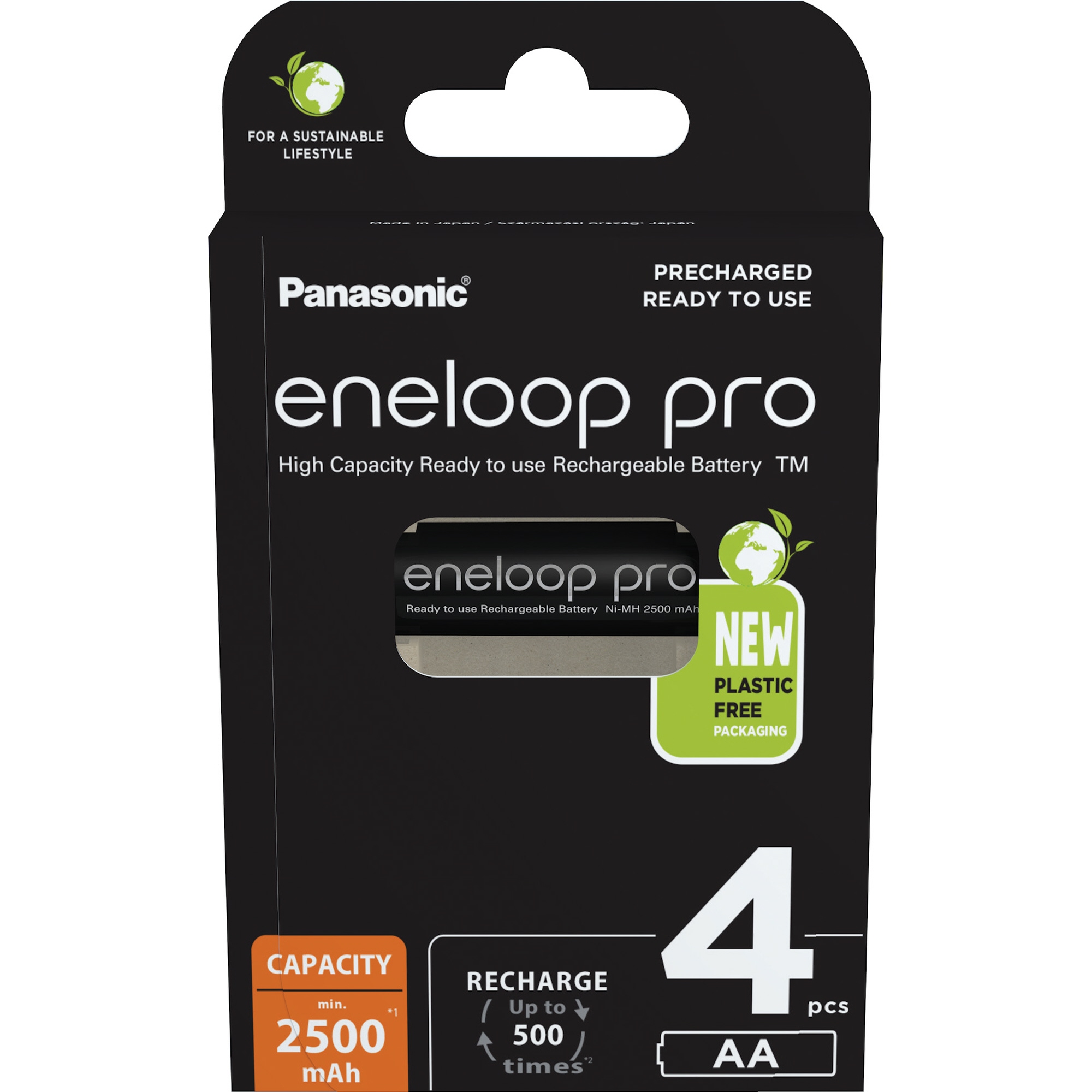 Panasonic Akku eneloop pro AA/Mignon HR06 Nickel-Metallhydrid 1,2V 2.500 mAh 4 St./Pack.