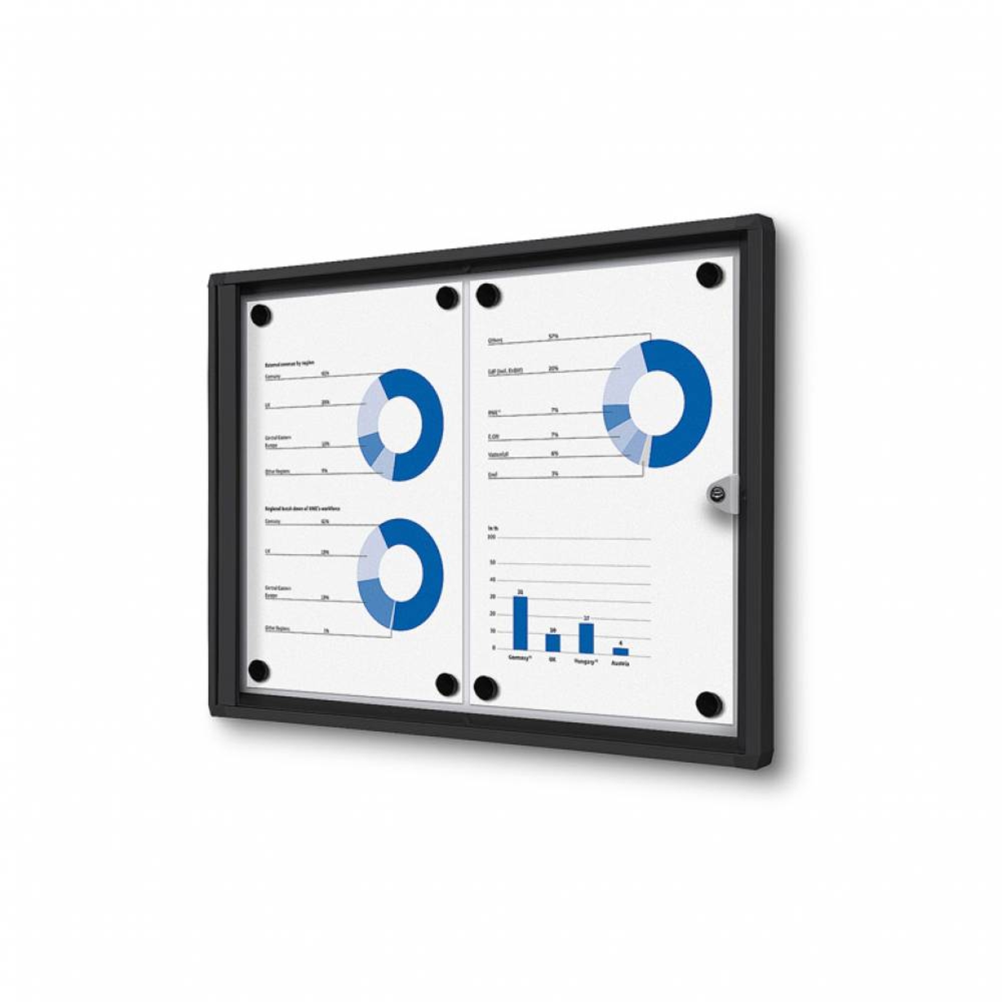 Showdown® Displays Schaukasten Economy Innenbereich 49,1 x 35 x 2,6 cm (B x H x T) 2 x DIN A4 mit Schloss Aluminium/Kunststoff schwarz