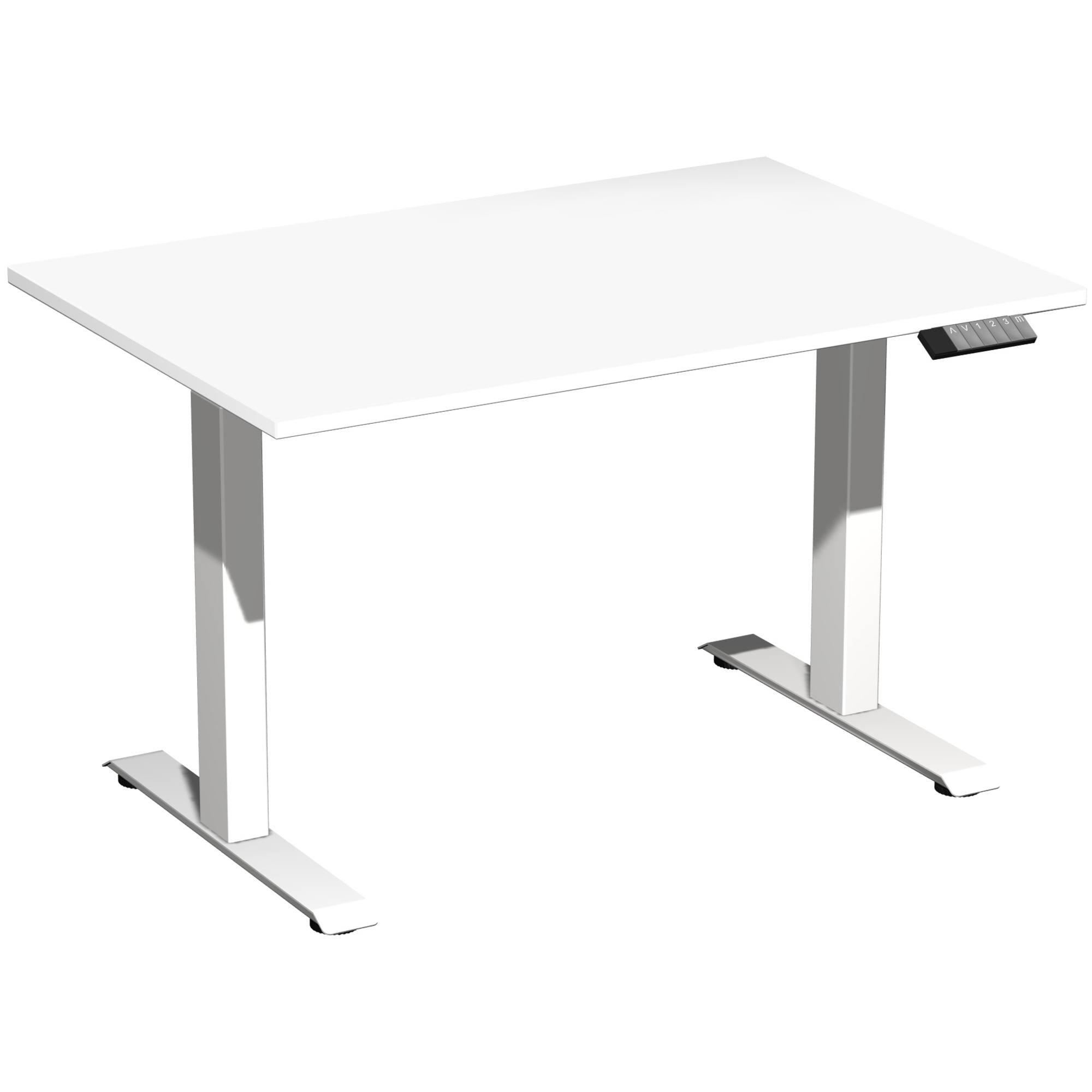 Geramöbel Schreibtisch Elevate Basic Maße: 1.200 x 730-1.230 x 800 mm (B x H x T) Dreischicht-Feinspan, melaminharzbeschichtet weiß