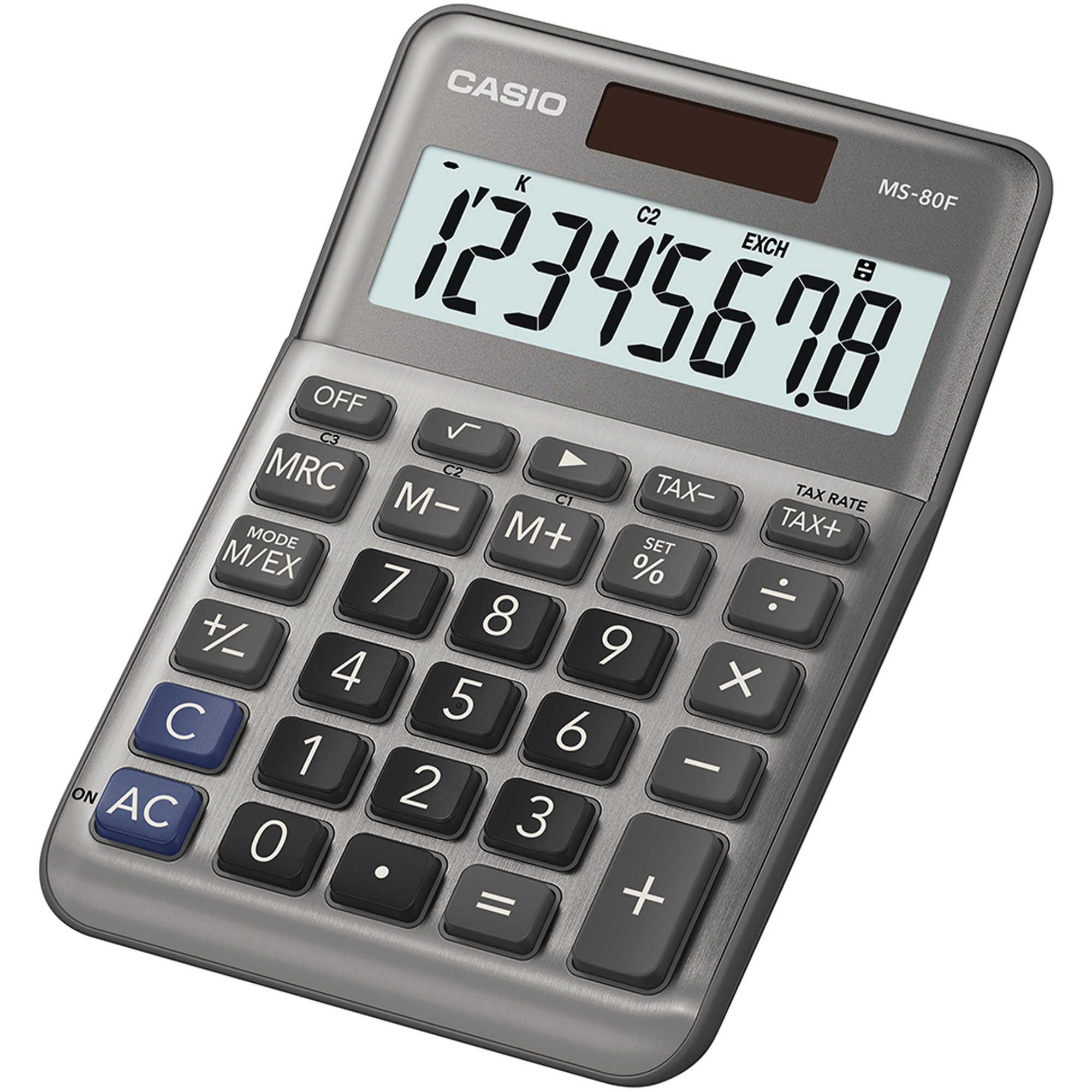 CASIO® Tischrechner MS-80F 101 x 27,6 x 148,5 mm (B x H x T) Batterie, Solar-Energie silber