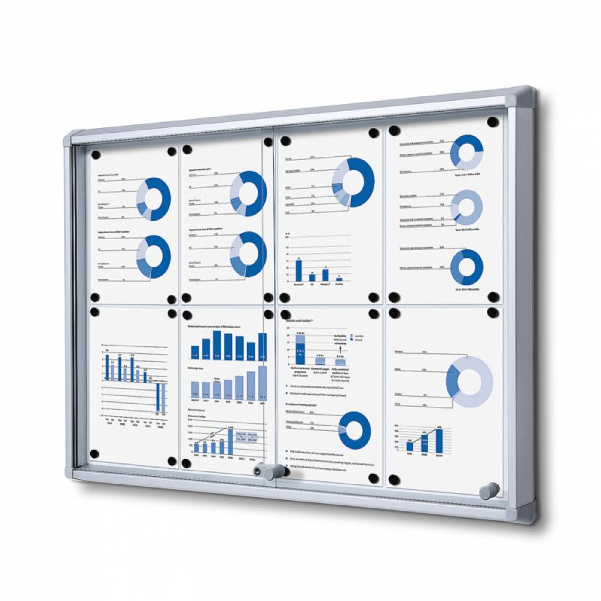 Showdown® Displays Schaukasten Innenbereich 94 x 67,5 x 5,9 cm (B x H x T) 8 x DIN A4 mit Schloss Aluminium silber