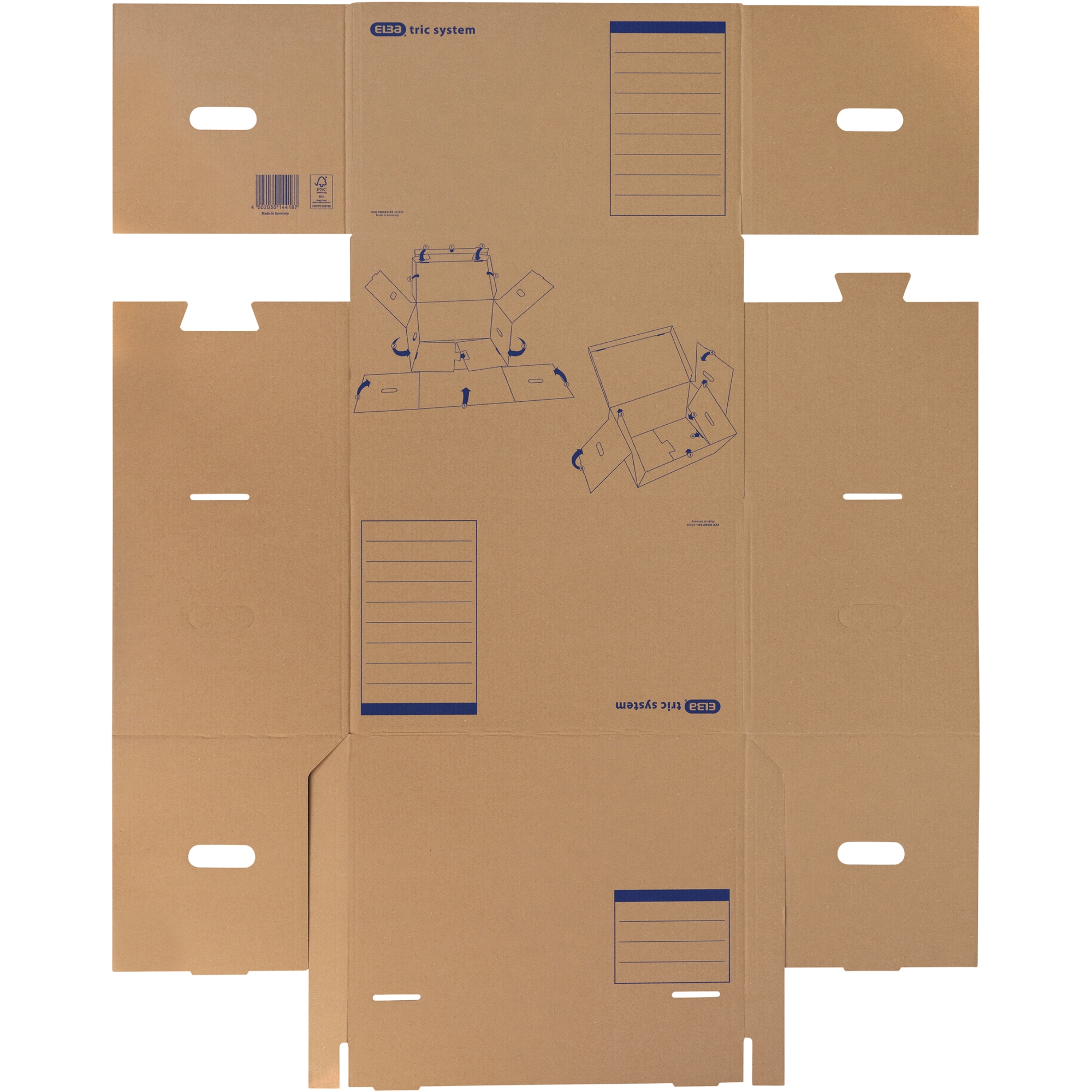 ELBA Archivbox tric 54,5 x 32 x 36 cm (B x H x T) DIN A4 mit Archivdruck Wellpappe naturbraun
