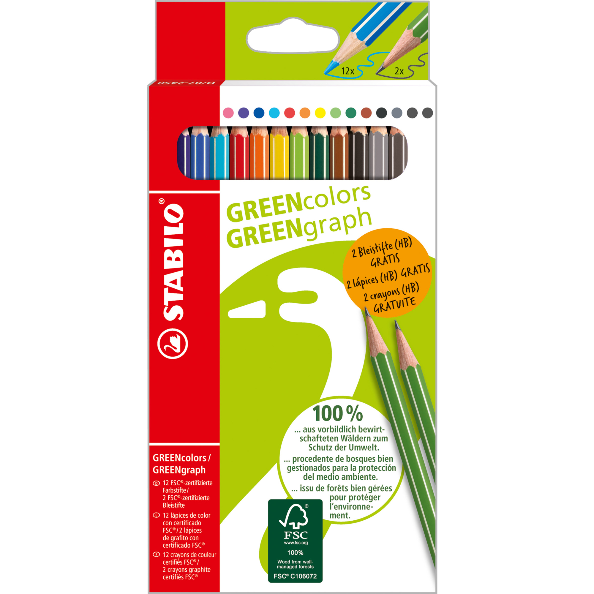 STABILO® Buntstift GREENcolors farbig sortiert 12 St./Pack.