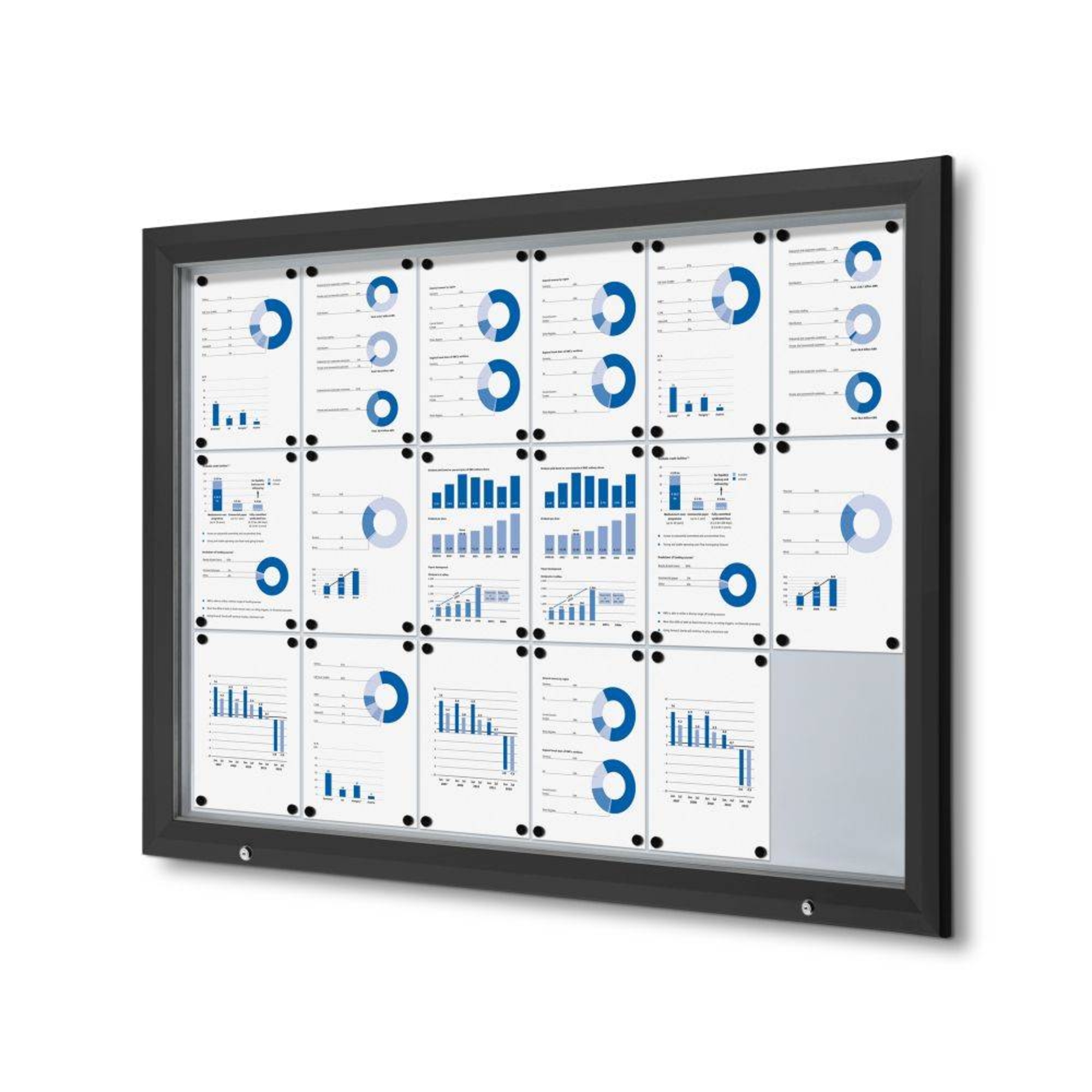 Showdown® Displays Schaukasten Outdoor Außenbereich 146,5 x 106,7 x 4,7 cm (B x H x T) 18 x DIN A4 mit Schloss Aluminium schwarz