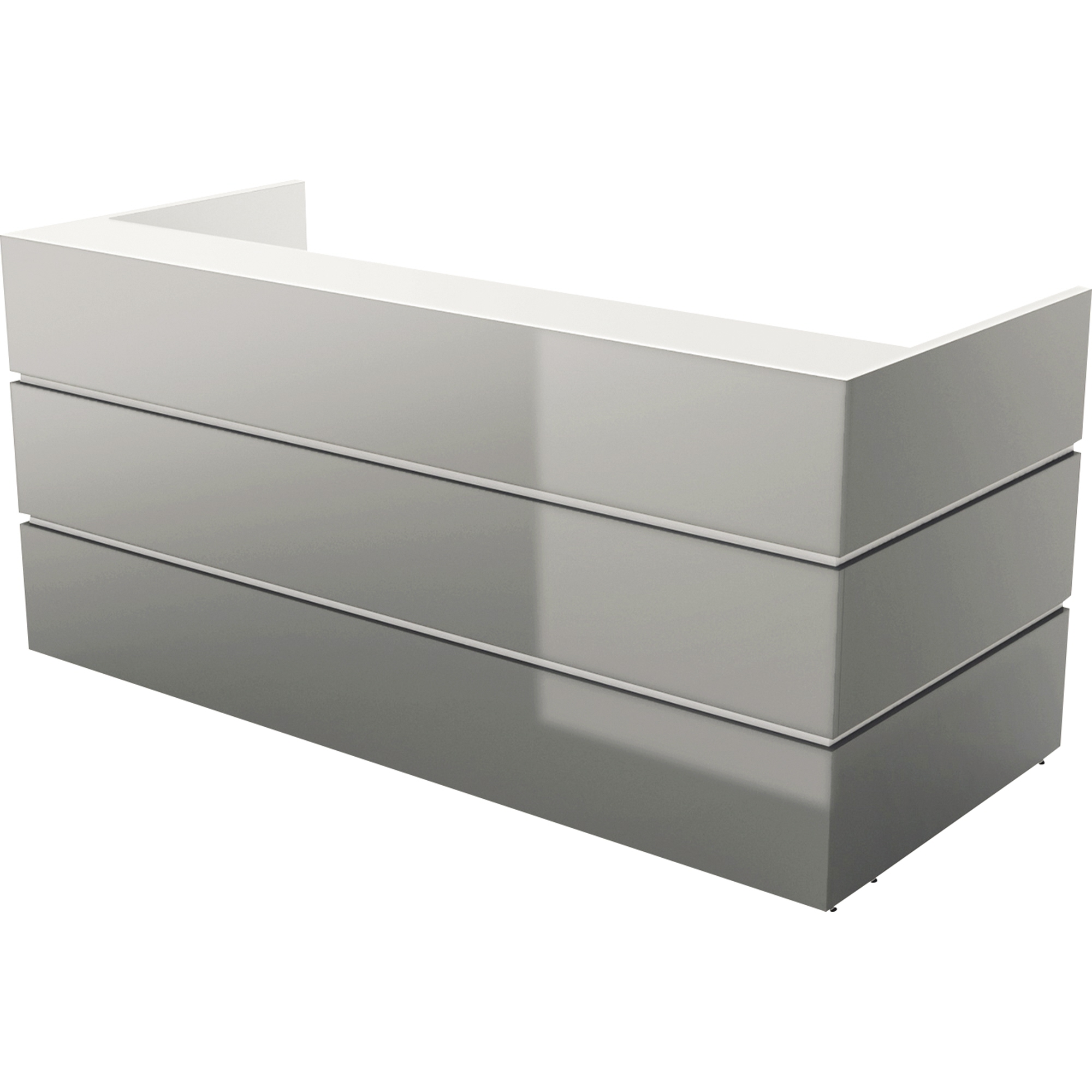Haupttheke PEARL 2.400 x 1.120 x 1.050 mm (B x H x T) Holz, melanminharzbeschichtet grau