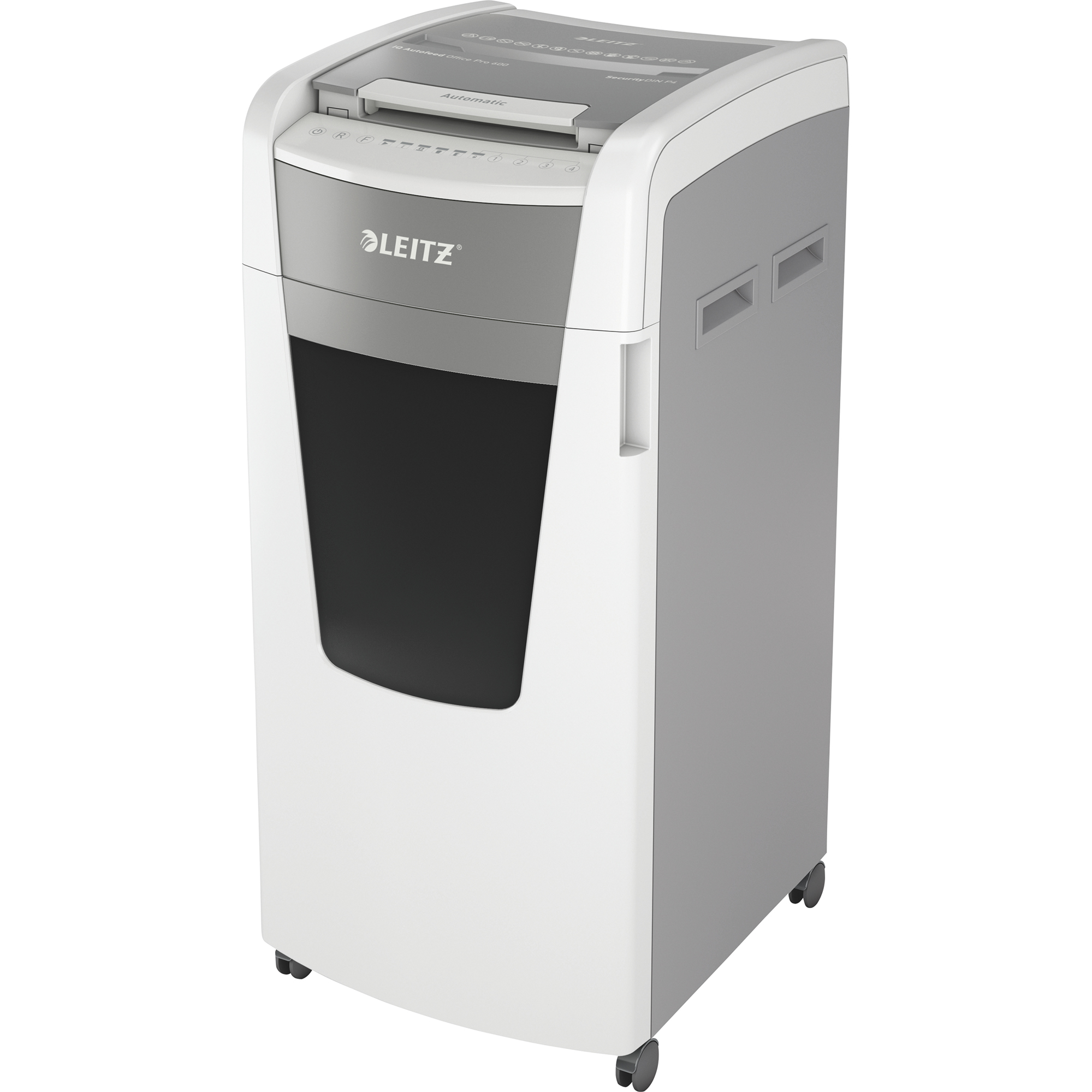 Leitz Aktenvernichter IQ Autofeed Office Pro 600 P-4 Papier, Heftklammern, Büroklammern, Kreditkarten Partikelschnitt weiß