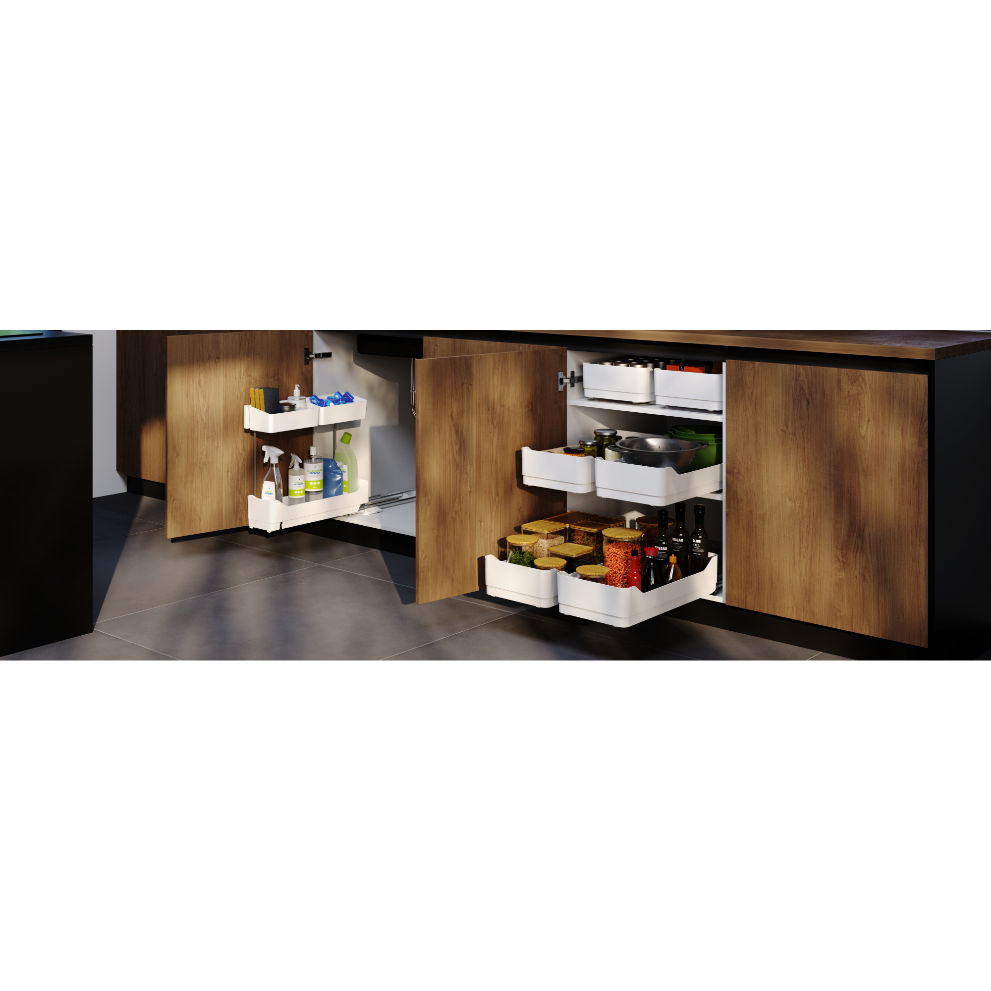 tesa® Schrankauszug KITCHEN Side Pull-Out 48 x 45 x 21 cm (B x H x T) Metall/Plastik weiß
